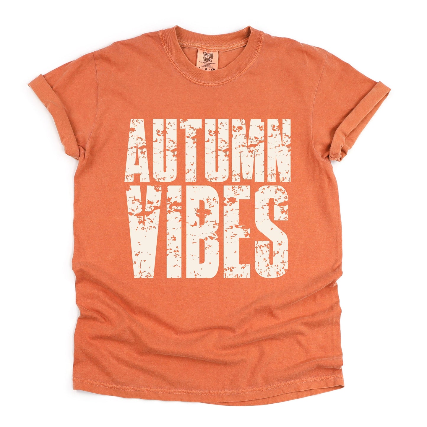 Autumn Vibes Block Distressed - Women's Garment Dyed Graphic T-Shirt