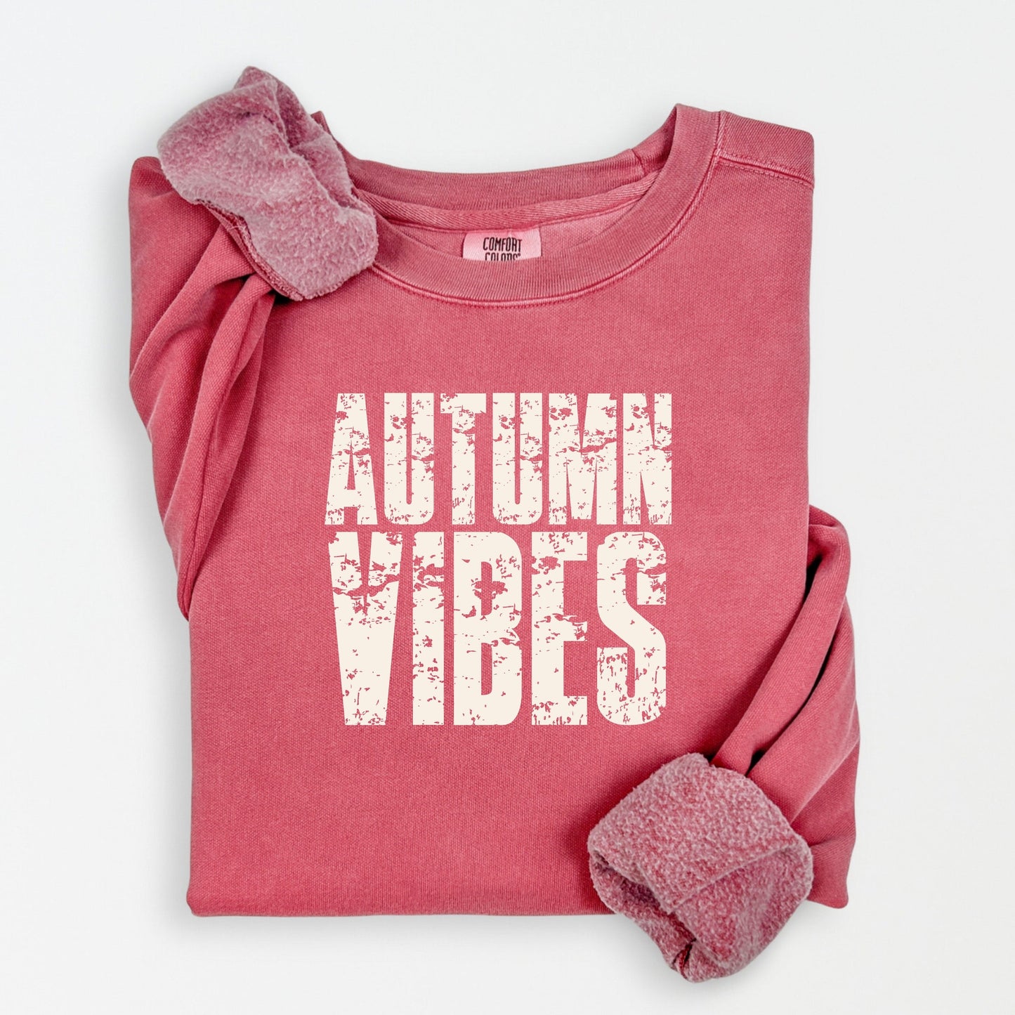 Autumn Vibes Block Distressed - Women's Lightweight Garment Dyed Sweatshirt