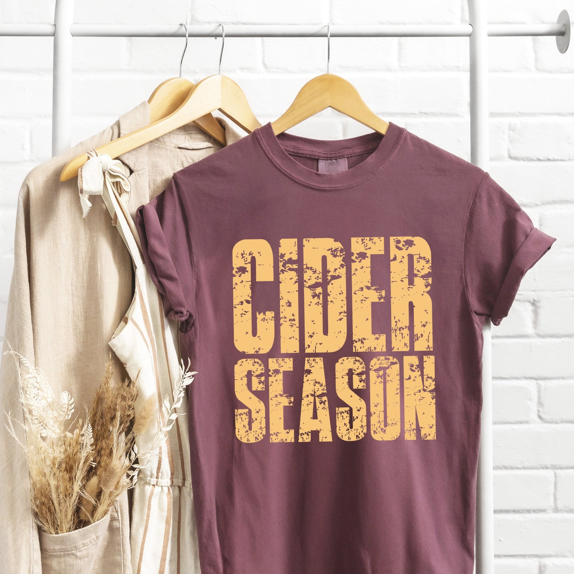 Cider Season Block Distressed - Women's Garment Dyed Graphic T-Shirt