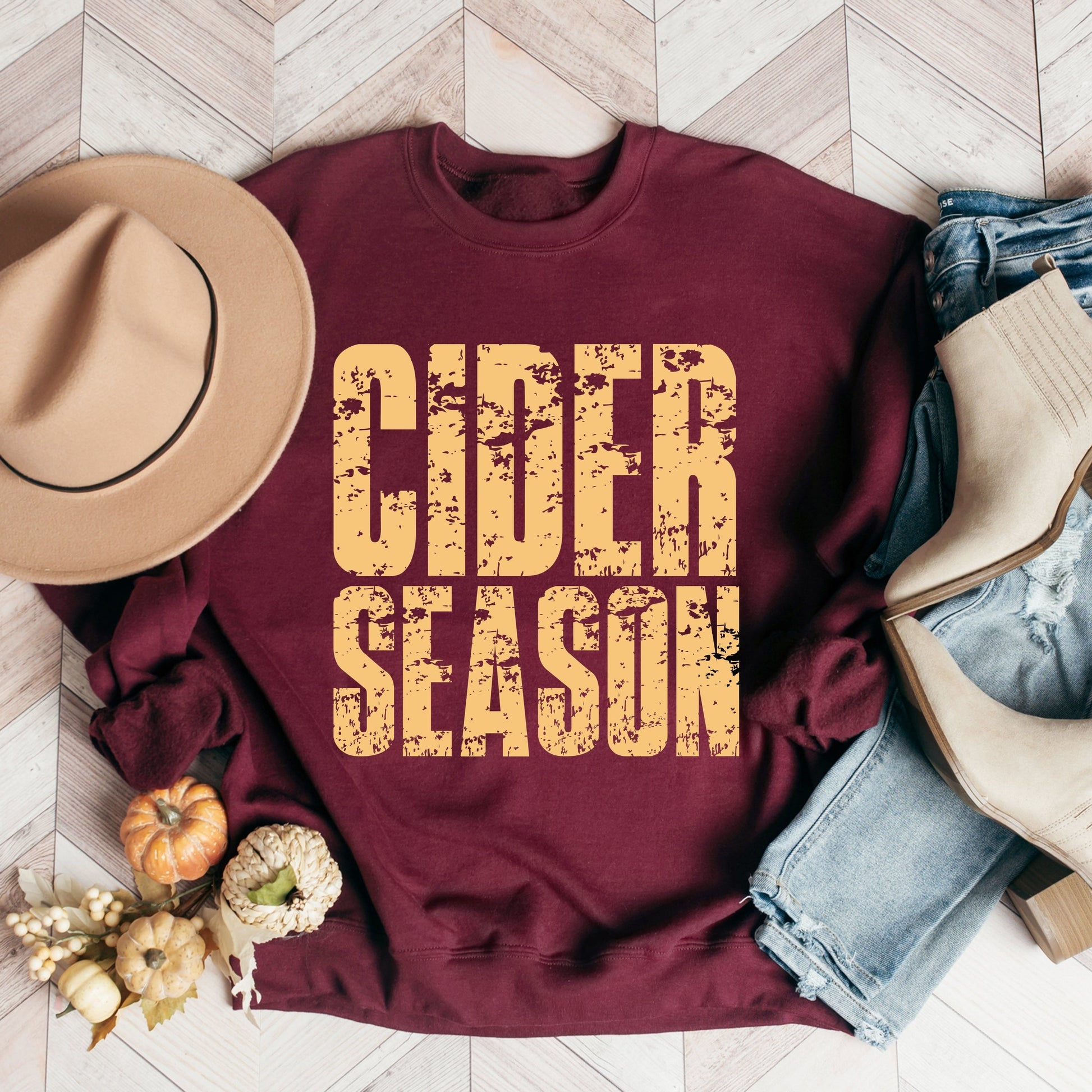Cider Season Block Distressed - Women's Graphic Sweatshirt
