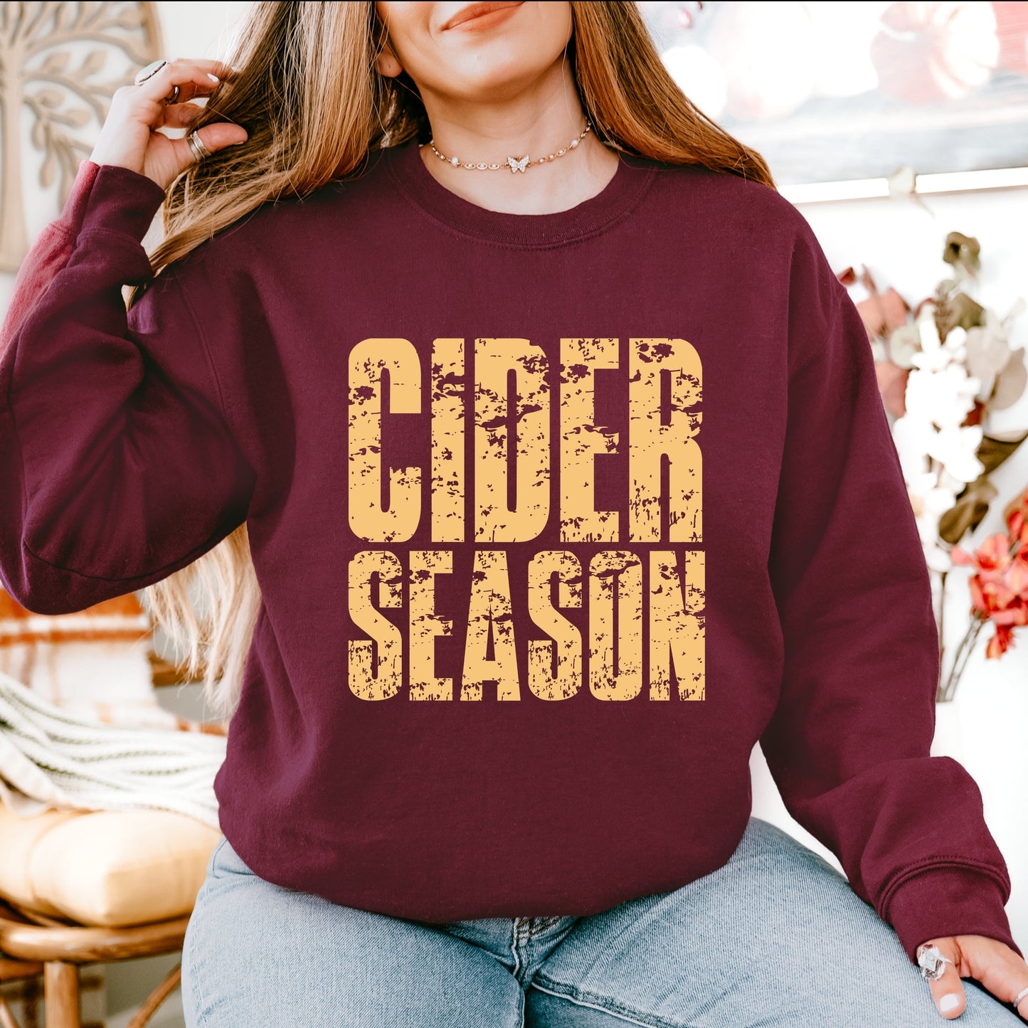 Cider Season Block Distressed - Women's Graphic Sweatshirt