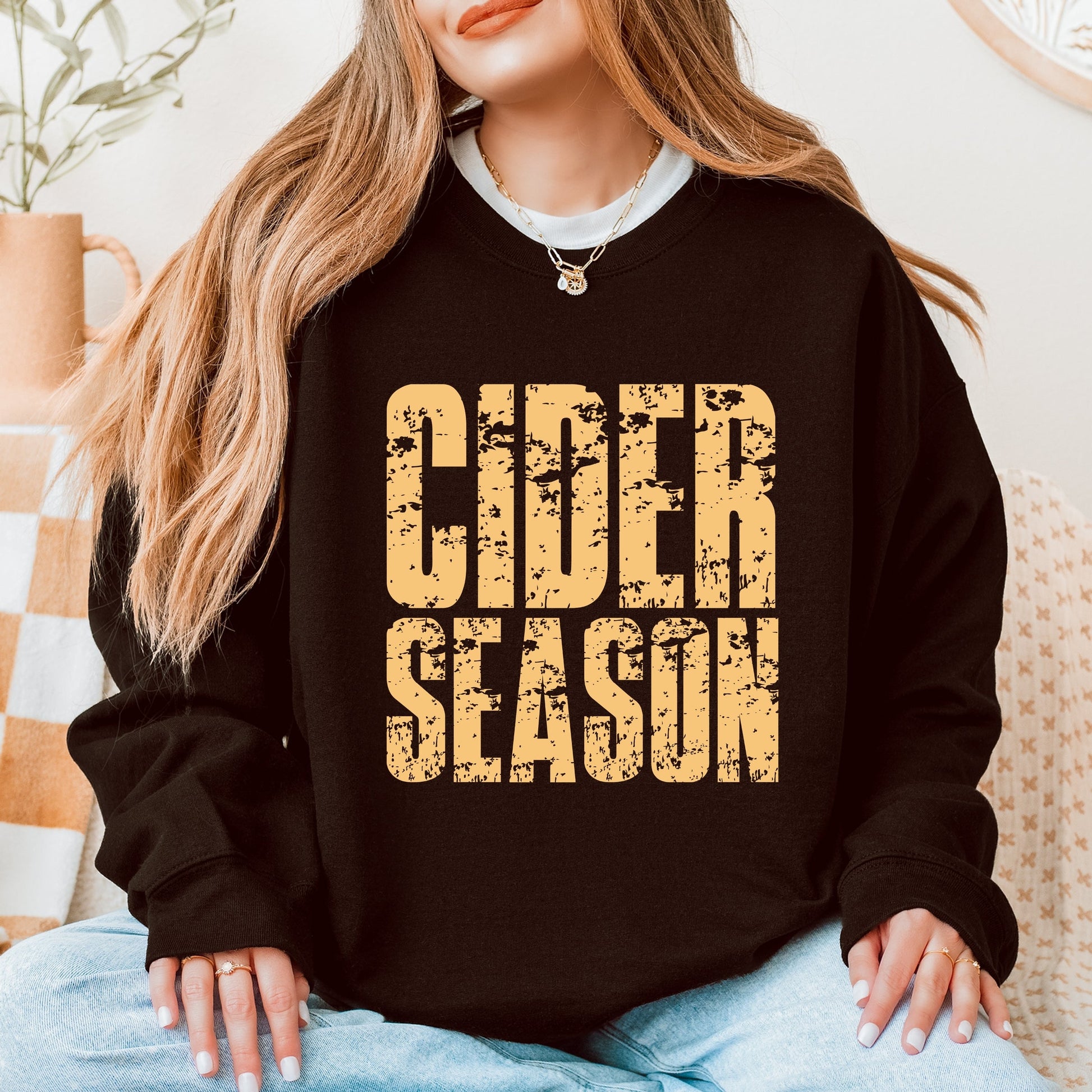 Cider Season Block Distressed - Women's Graphic Sweatshirt