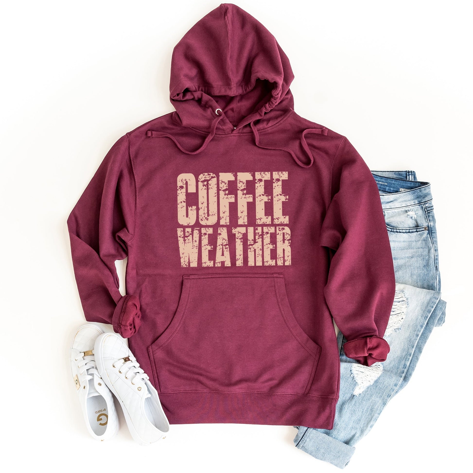 Coffee Weather Block Distressed - Women's Graphic Hoodie