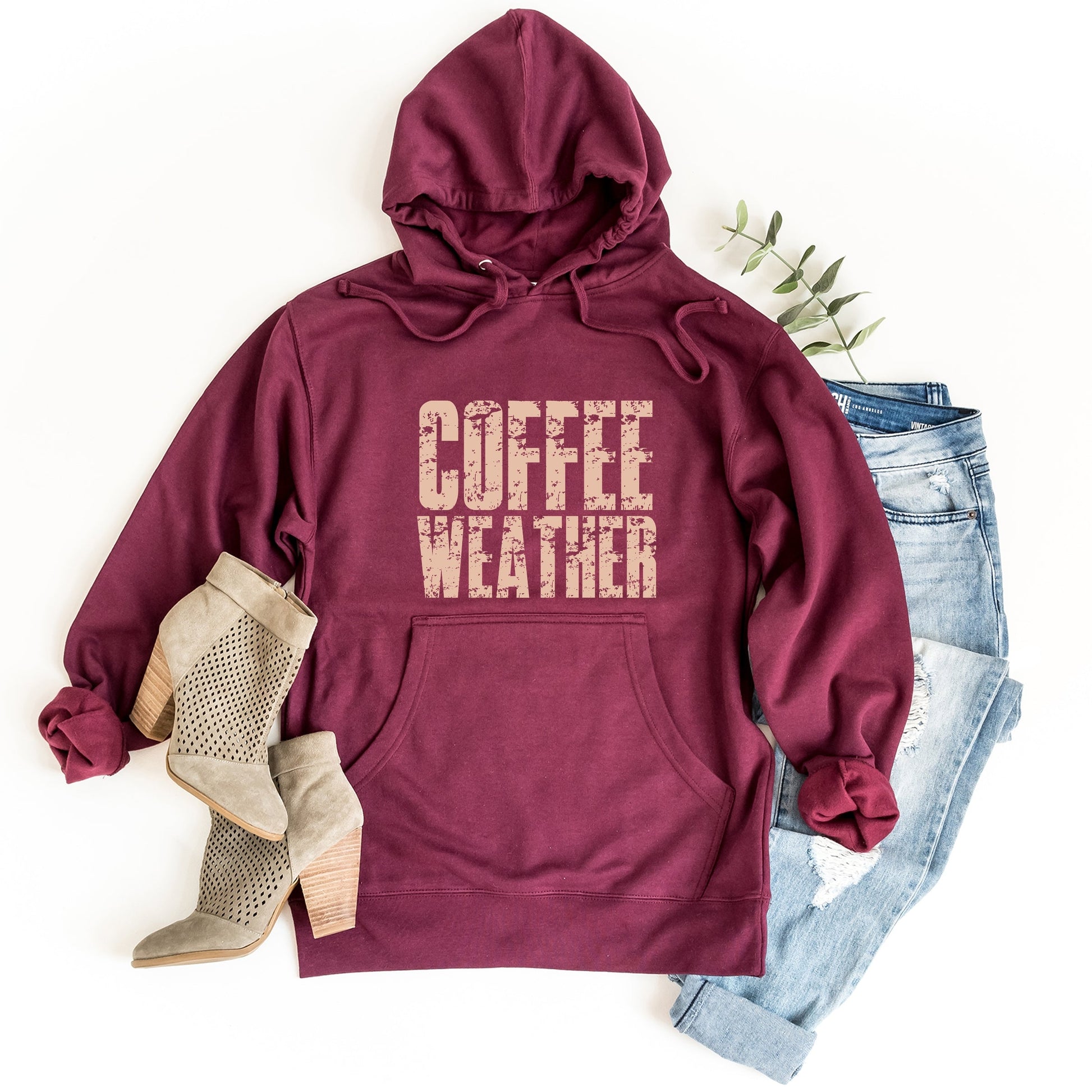 Coffee Weather Block Distressed - Women's Graphic Hoodie