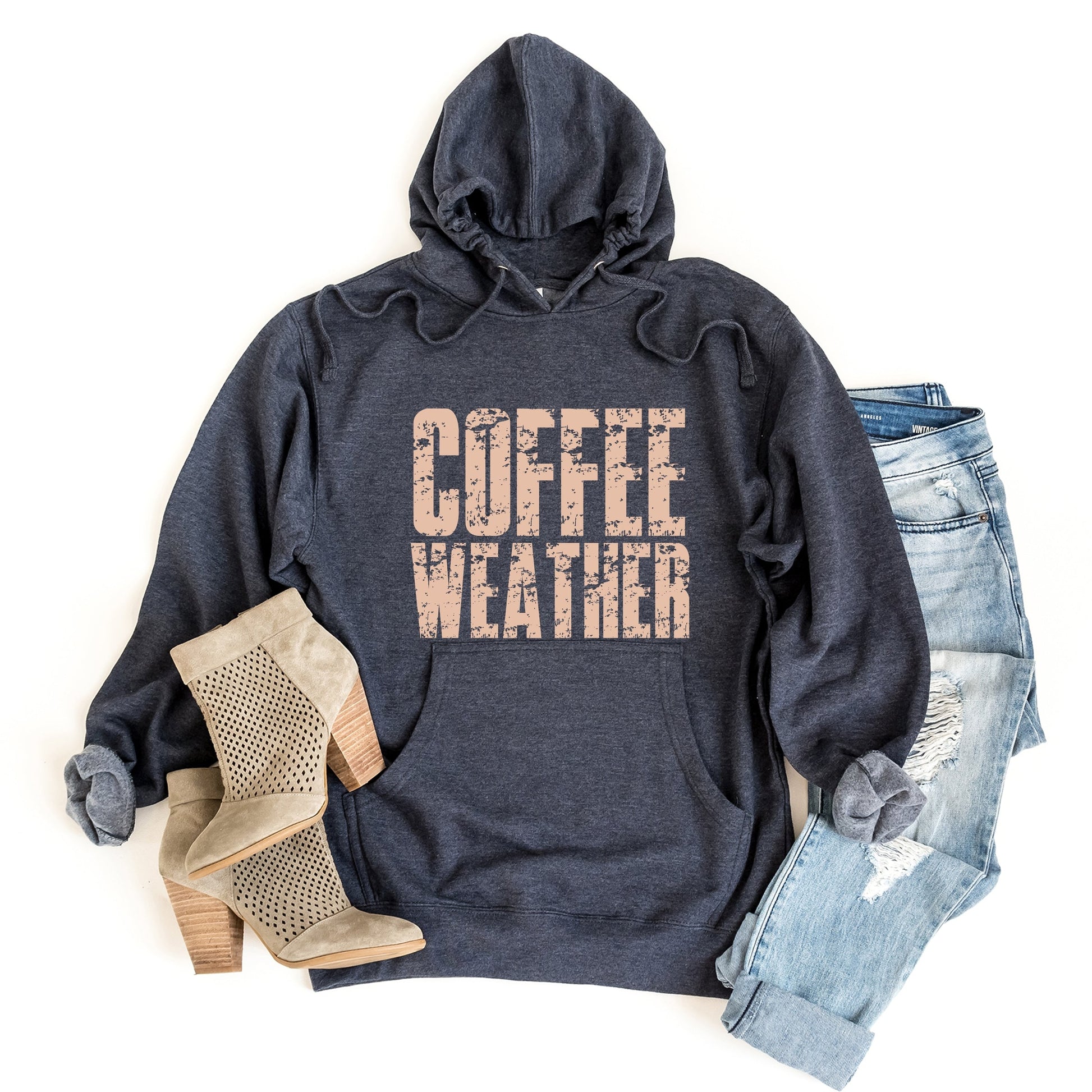 Coffee Weather Block Distressed - Women's Graphic Hoodie