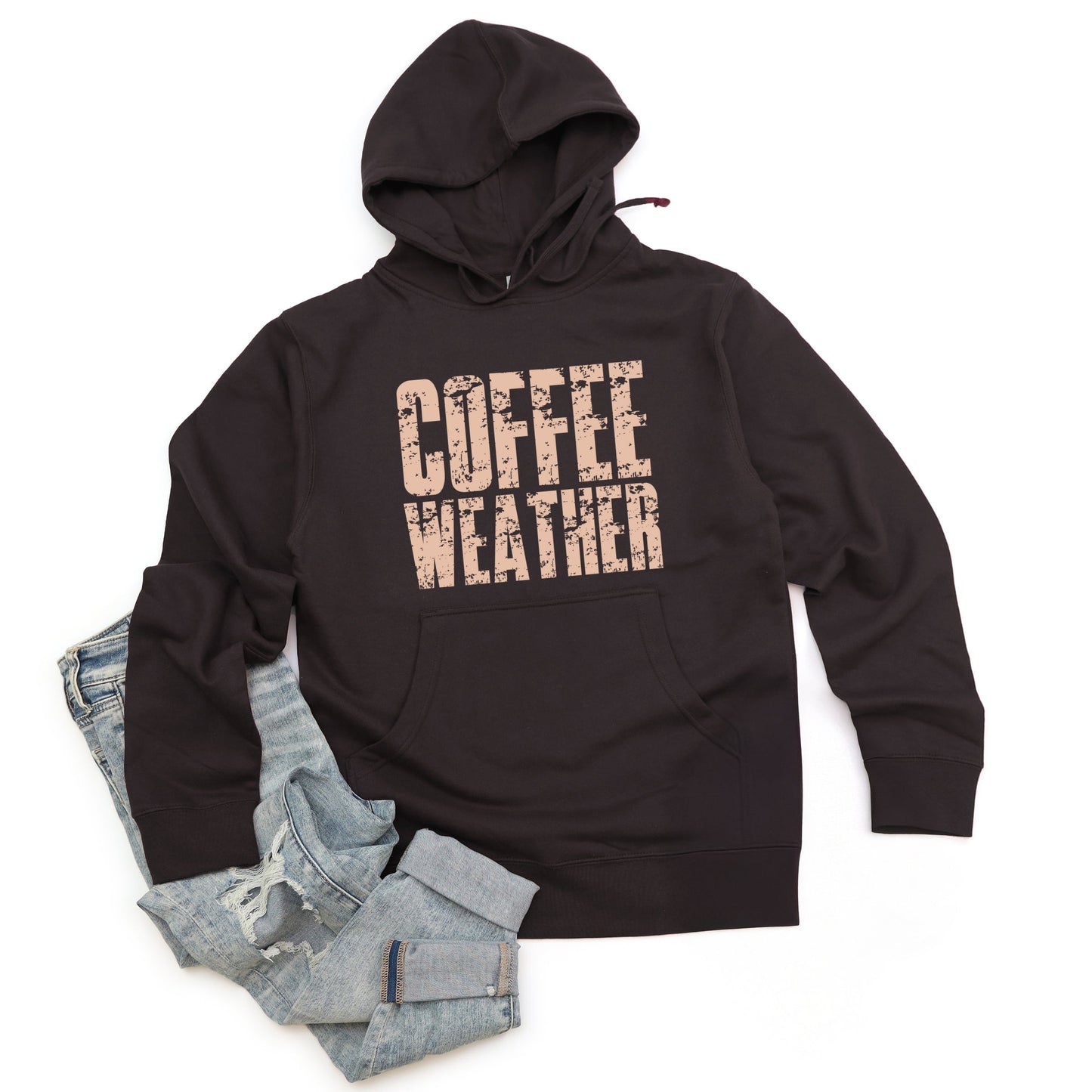 Coffee Weather Block Distressed - Women's Graphic Hoodie