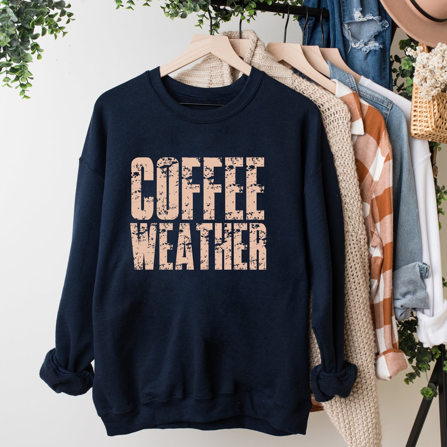 Coffee Weather Block Distressed - Women's Graphic Sweatshirt