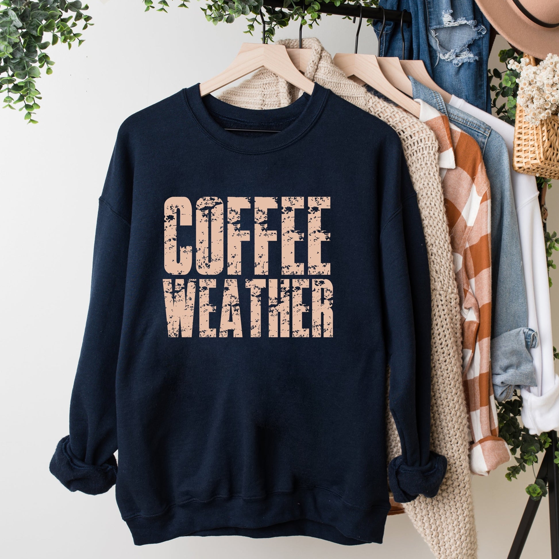 Coffee Weather Block Distressed - Women's Graphic Sweatshirt
