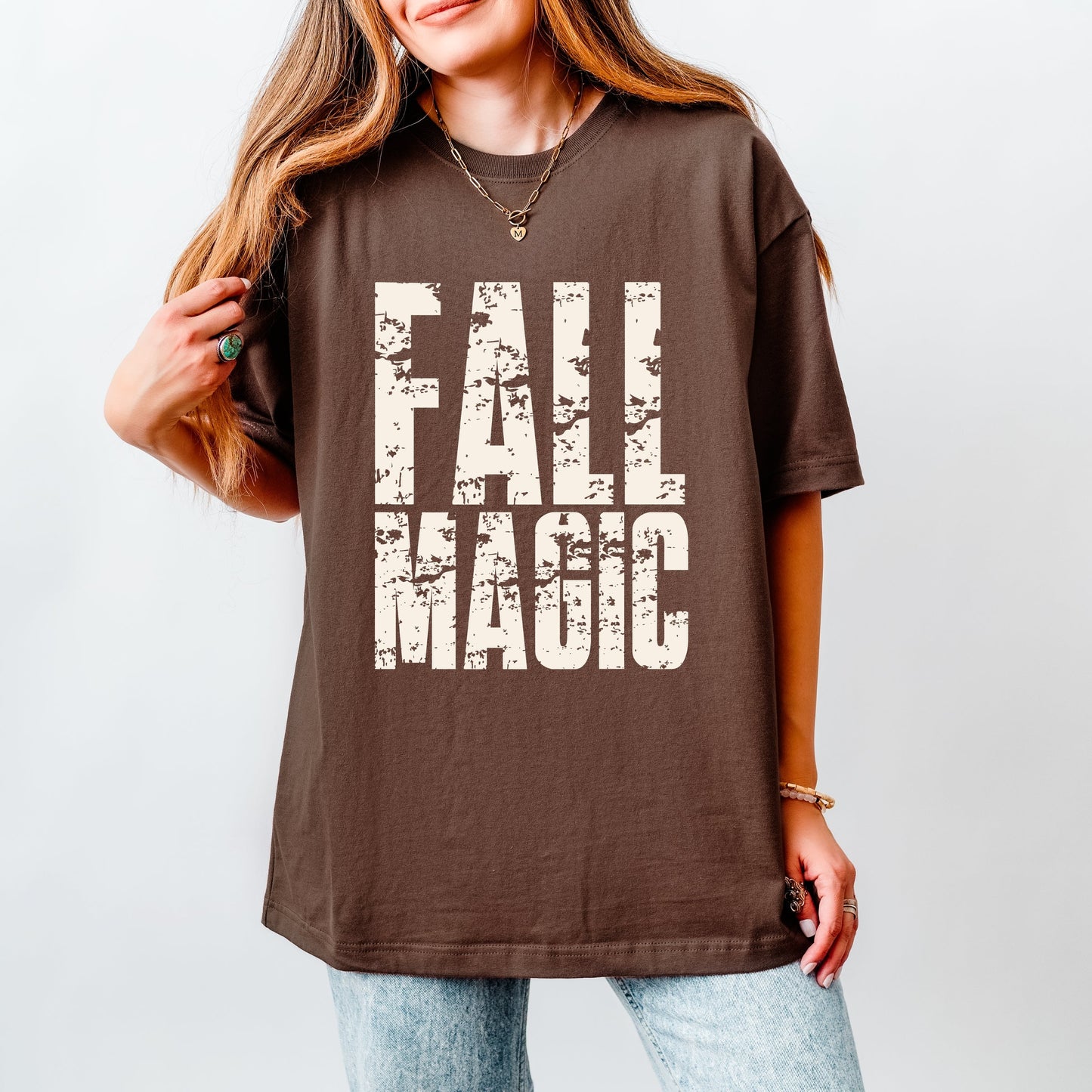 Fall Magic Block Distressed - Women's Heavyweight Graphic T-Shirt