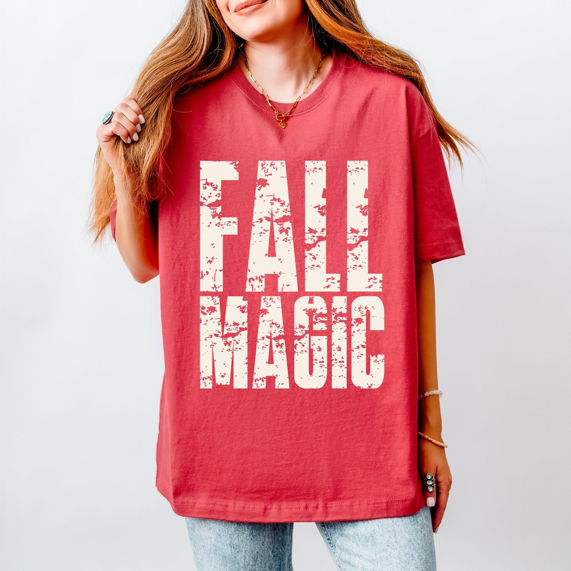 Fall Magic Block Distressed - Women's Heavyweight Graphic T-Shirt