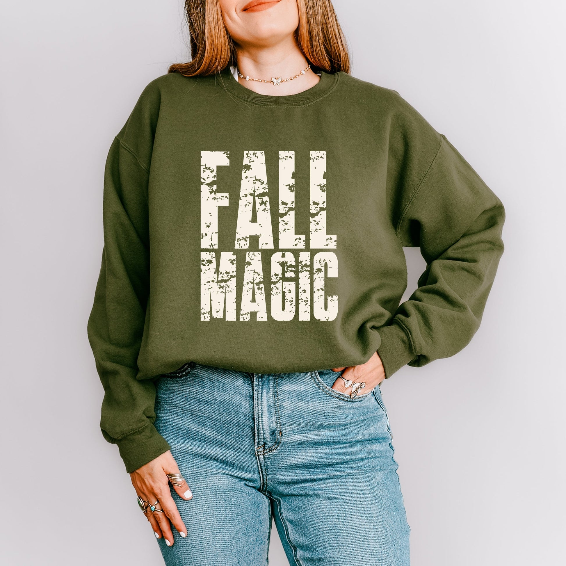 Fall Magic Block Distressed - Women's Graphic Sweatshirt
