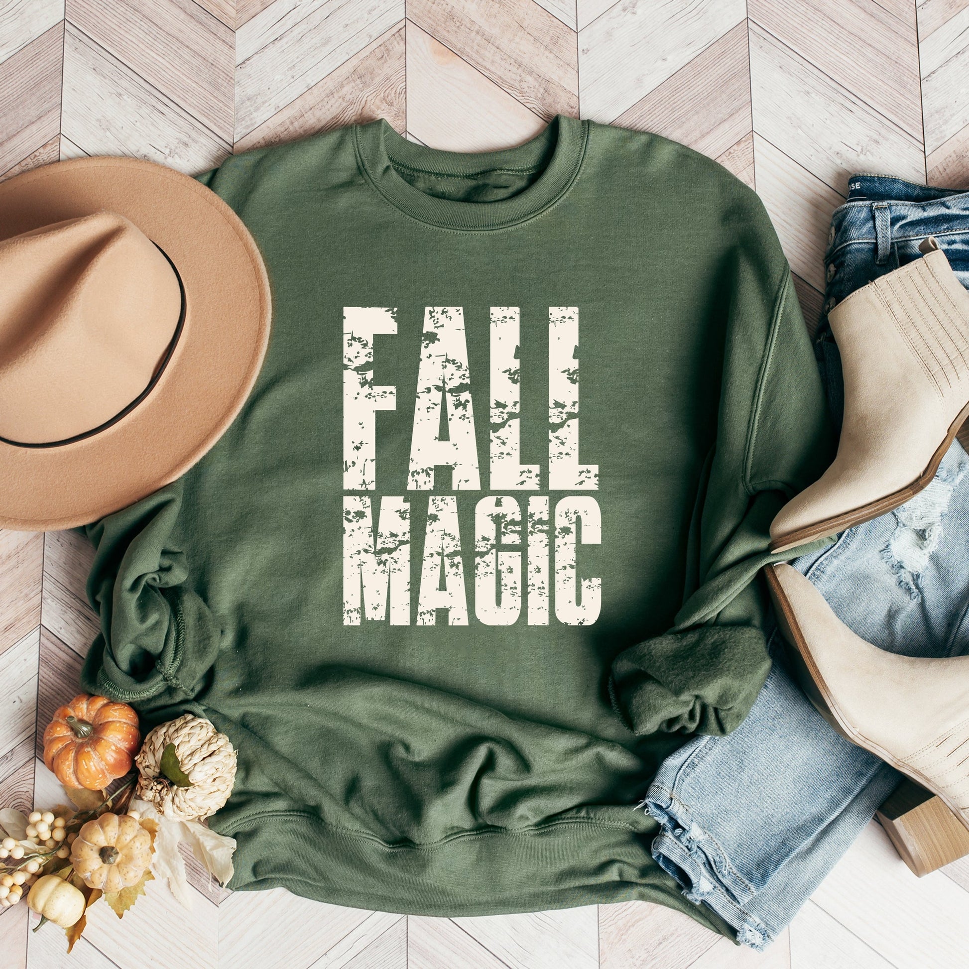 Fall Magic Block Distressed - Women's Graphic Sweatshirt