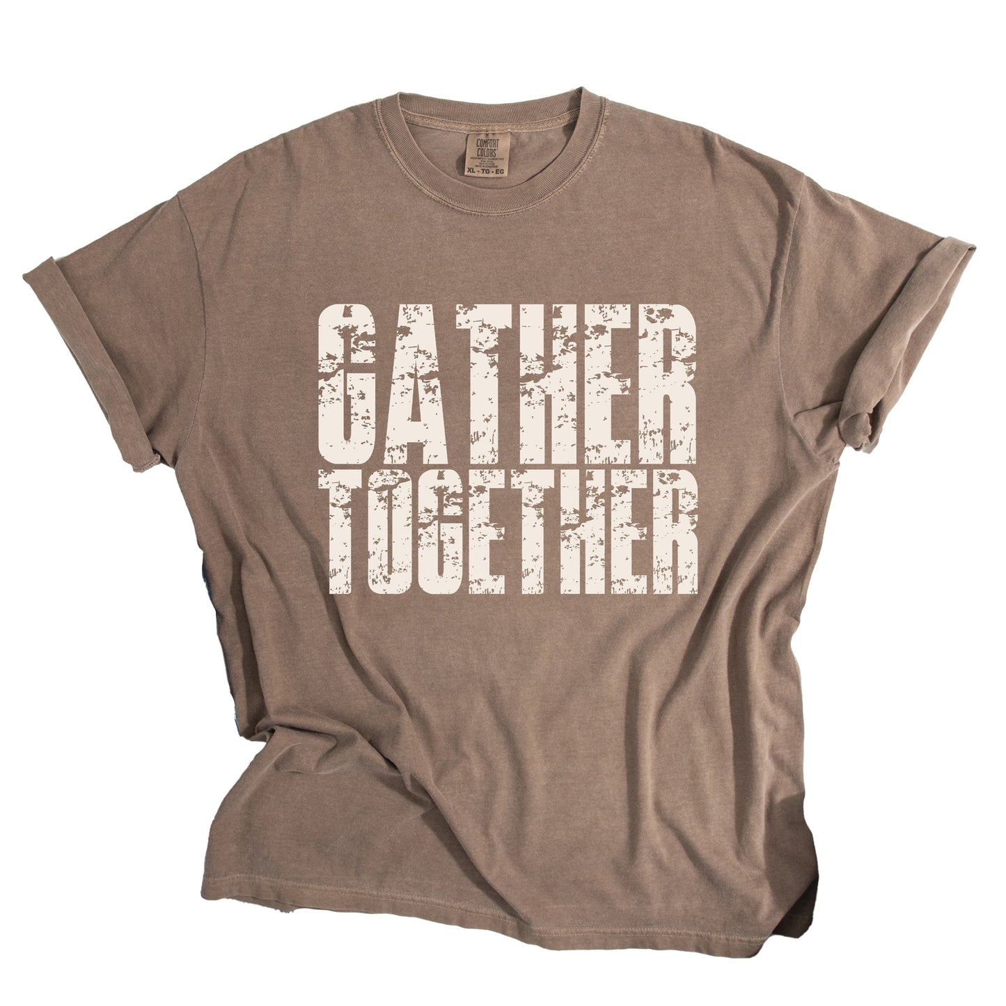 Gather Together Block Distressed - Women's Garment Dyed Graphic T-Shirt