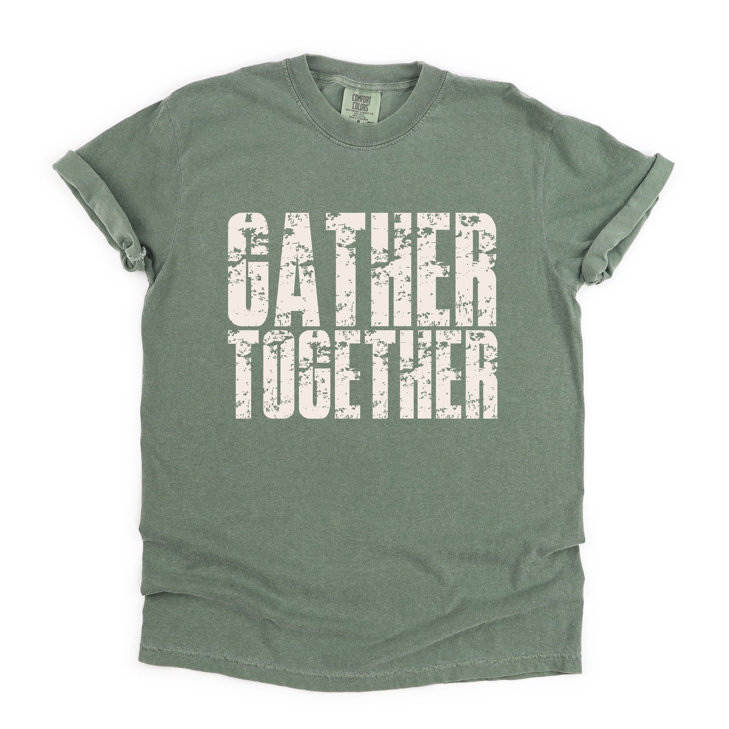 Gather Together Block Distressed - Women's Garment Dyed Graphic T-Shirt