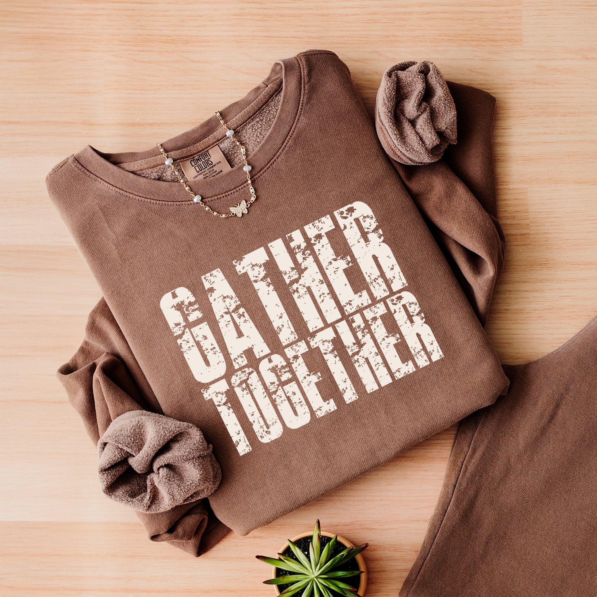 Gather Together Block Distressed - Women's Lightweight Garment Dyed Sweatshirt