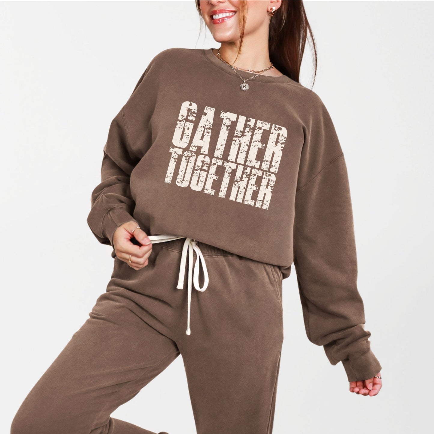 Gather Together Block Distressed - Women's Lightweight Garment Dyed Sweatshirt