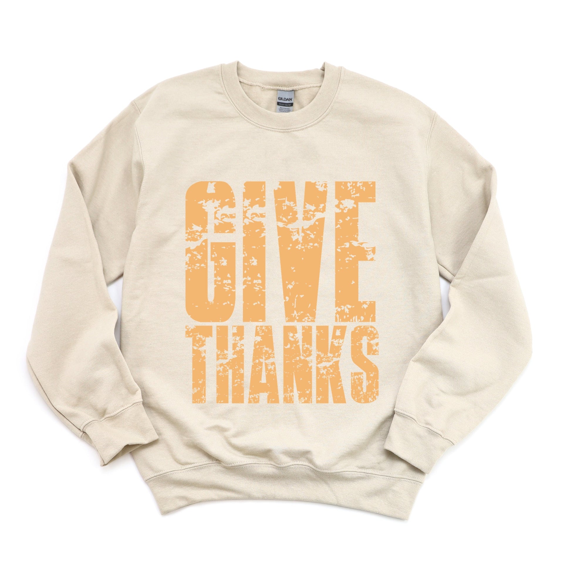 Give Thanks Block Distressed - Women's Graphic Sweatshirt