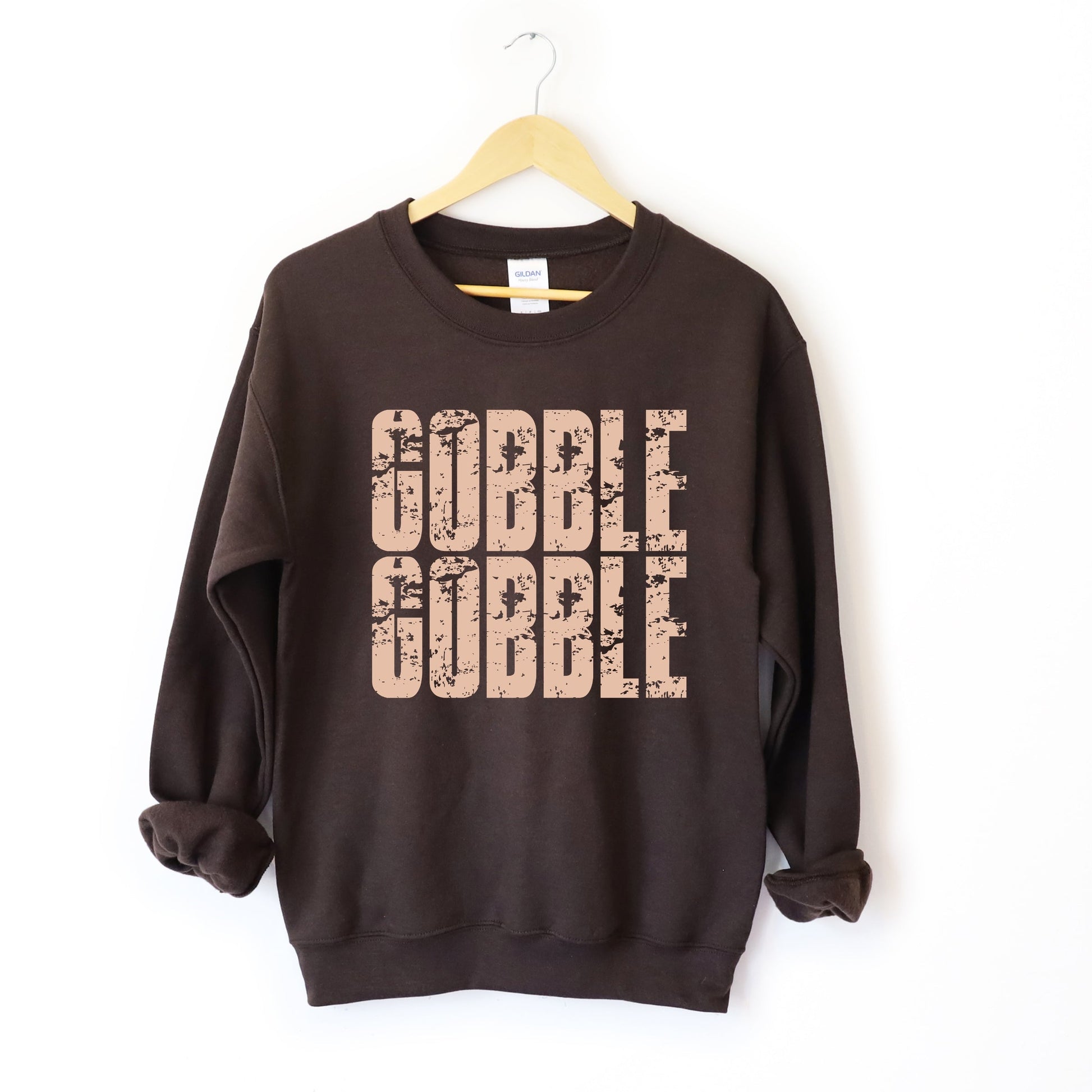 Gobble Gobble Block Distressed - Women's Graphic Sweatshirt