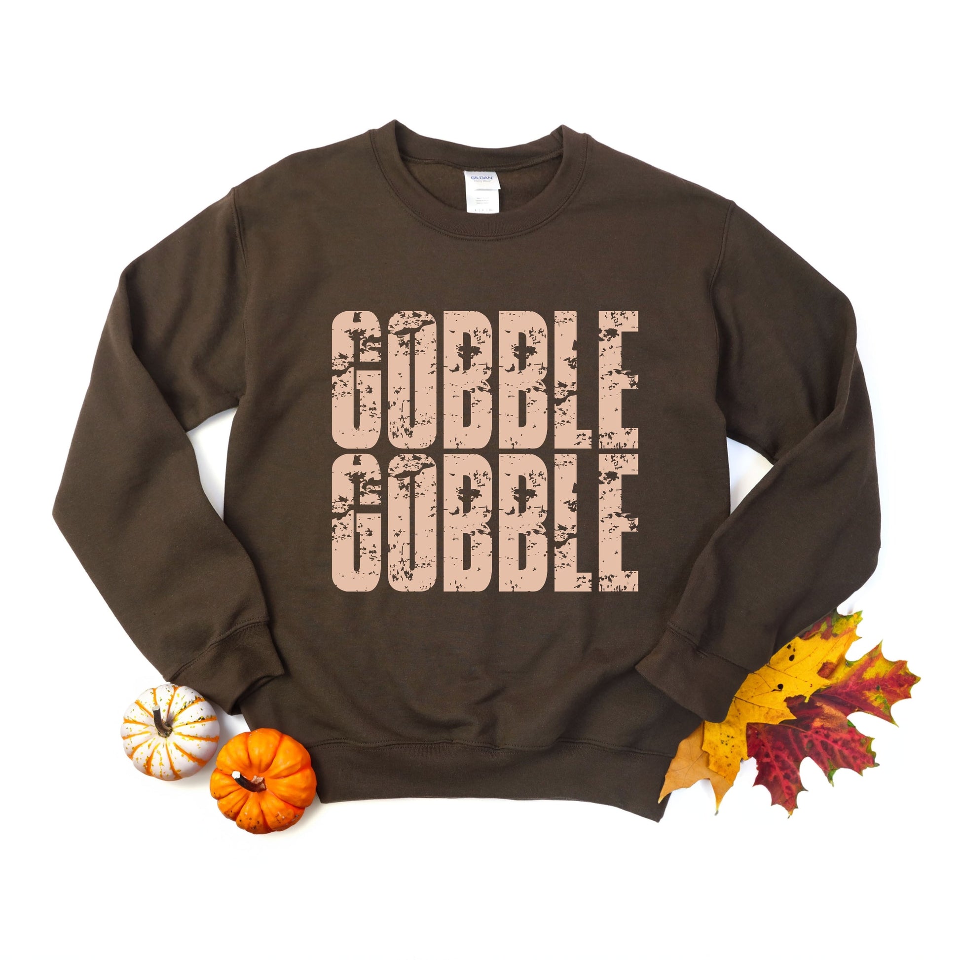 Gobble Gobble Block Distressed - Women's Graphic Sweatshirt