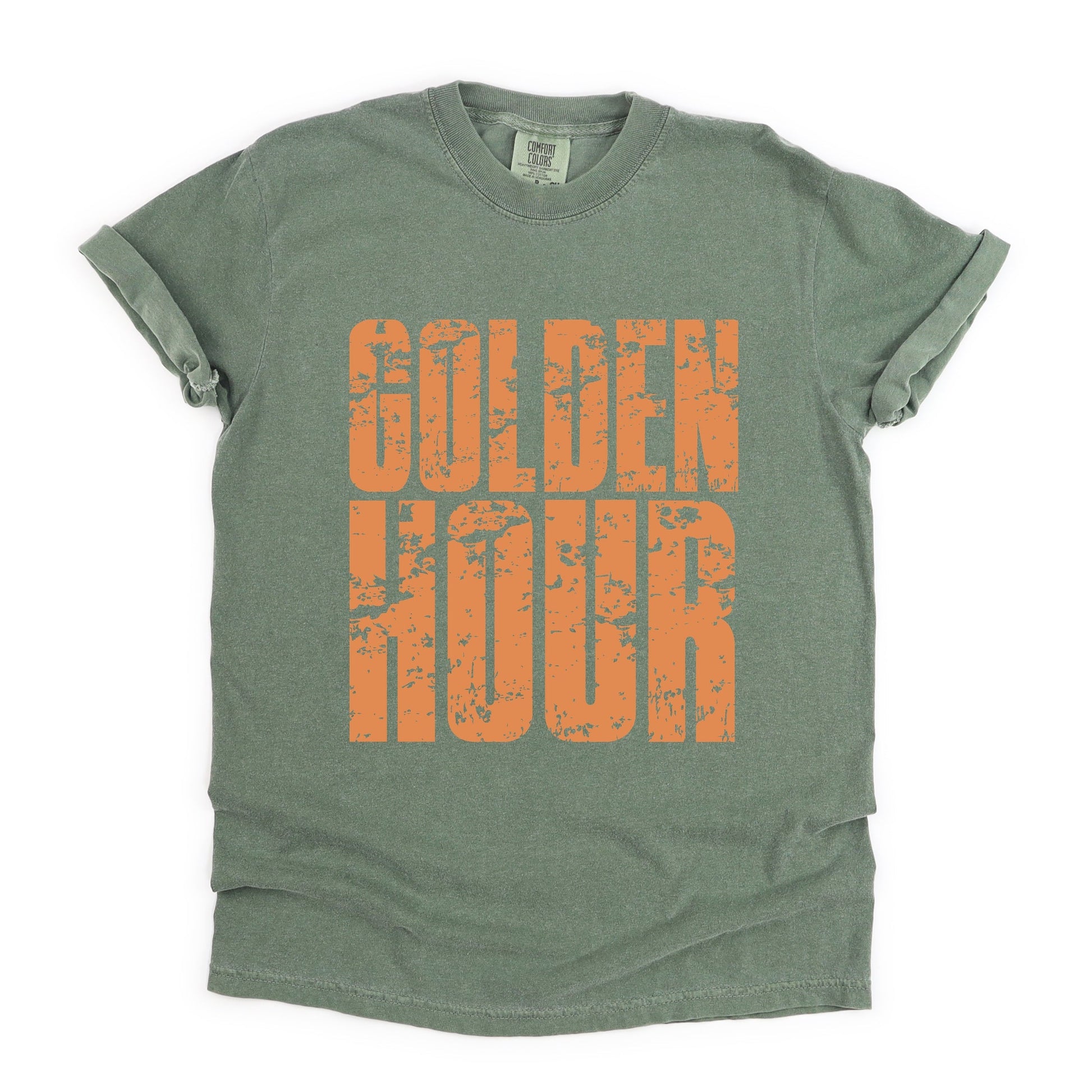 Golden Hour Block Distressed - Women's Garment Dyed Graphic T-Shirt