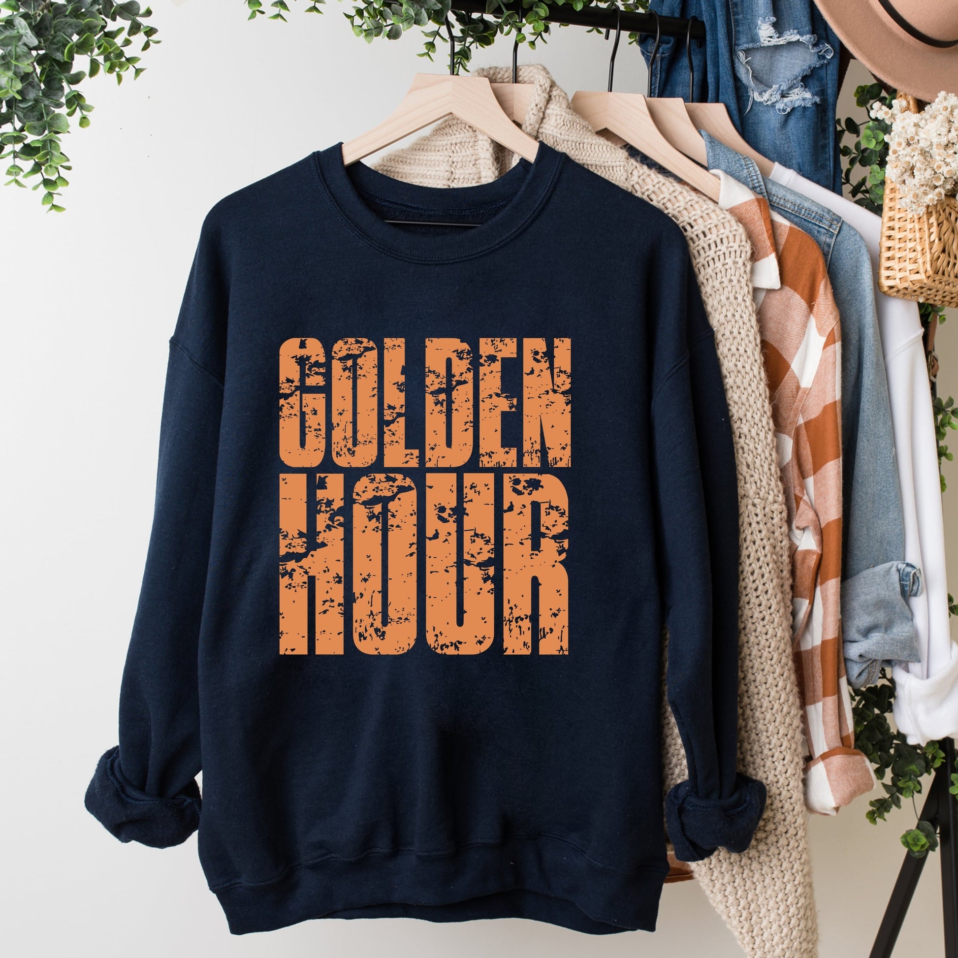Golden Hour Block Distressed - Women's Graphic Sweatshirt