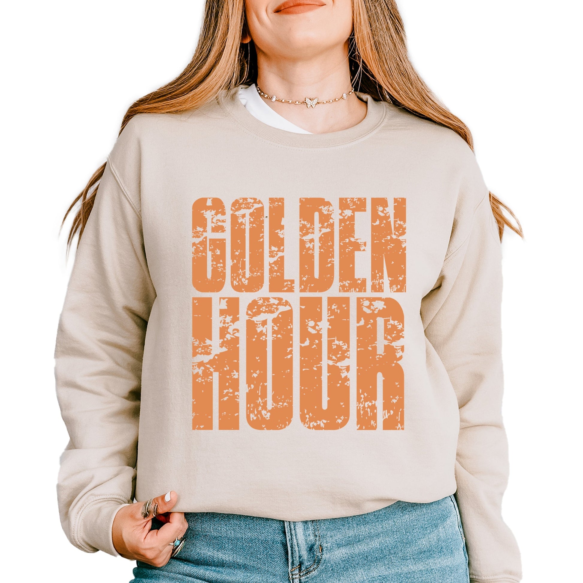 Golden Hour Block Distressed - Women's Graphic Sweatshirt