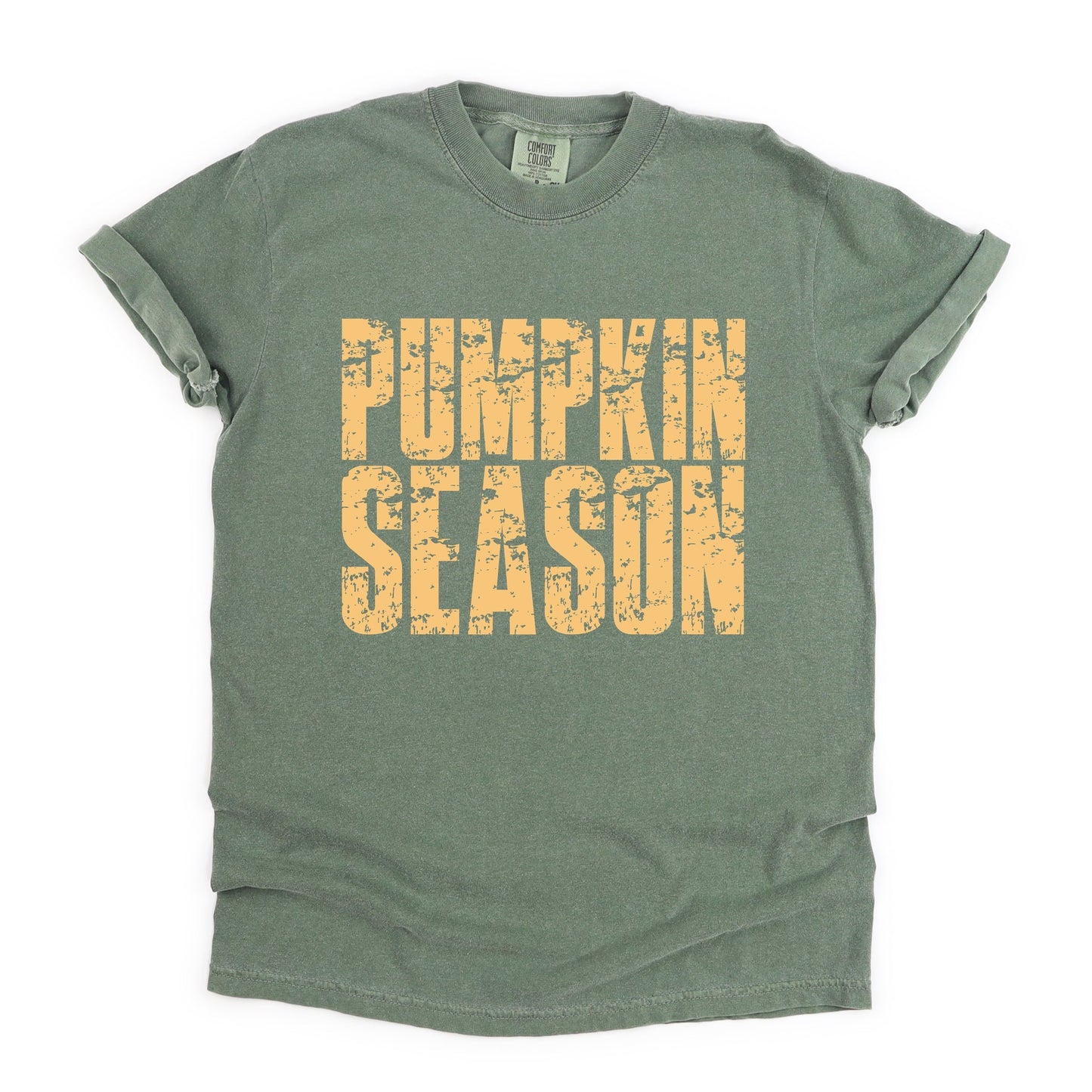 Pumpkin Season Block Distressed - Women's Garment Dyed Graphic T-Shirt