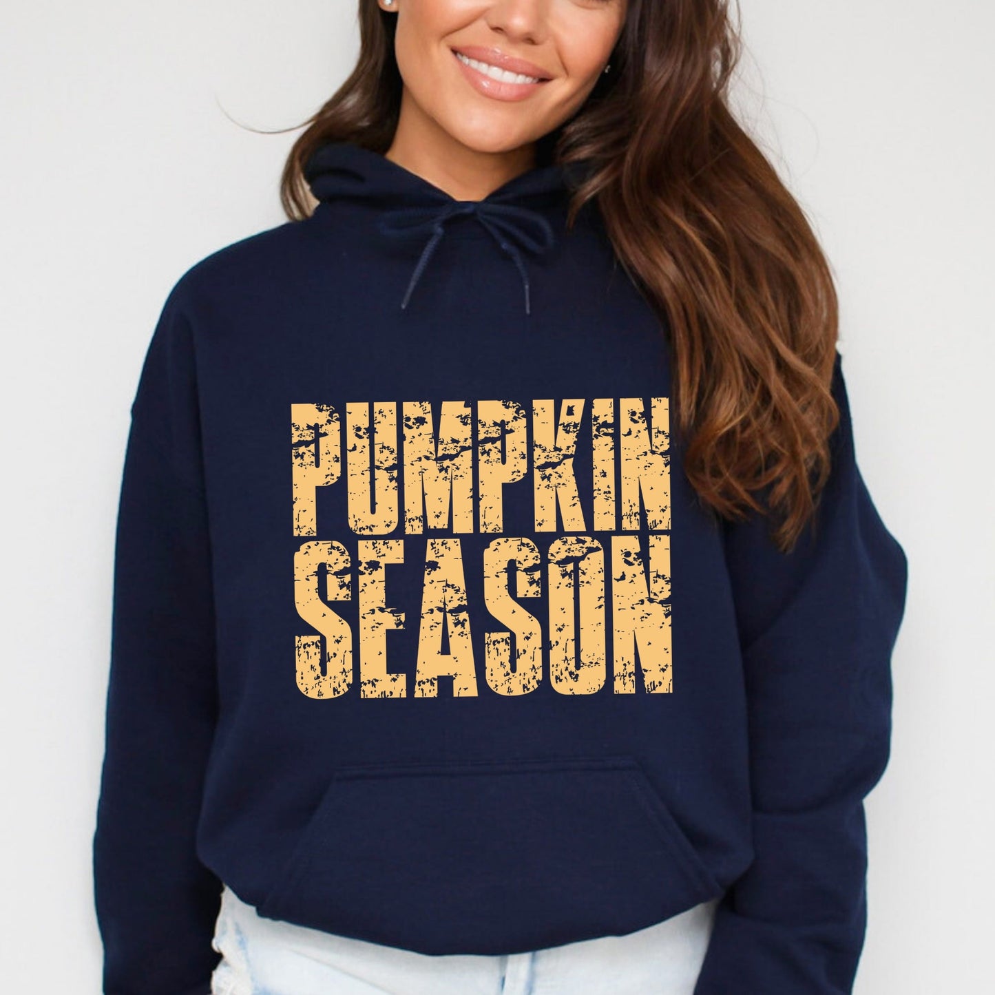 Pumpkin Season Block Distressed - Women's Graphic Hoodie