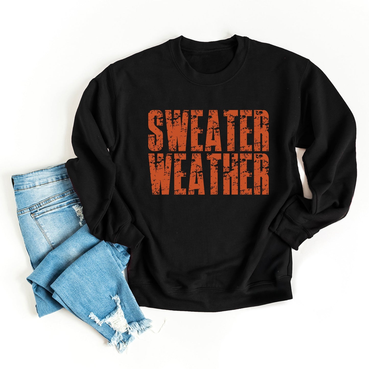 Sweater Weather Block Distressed - Women's Graphic Sweatshirt