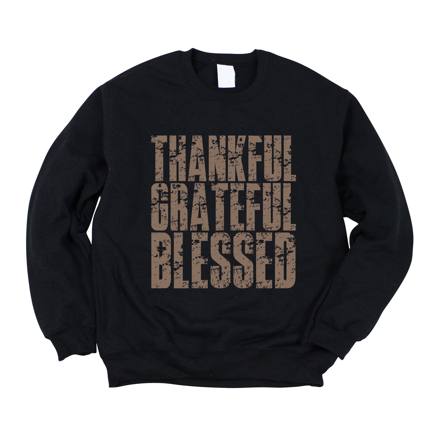 Thankful Grateful Blessed Block Distressed - Women's Graphic Sweatshirt