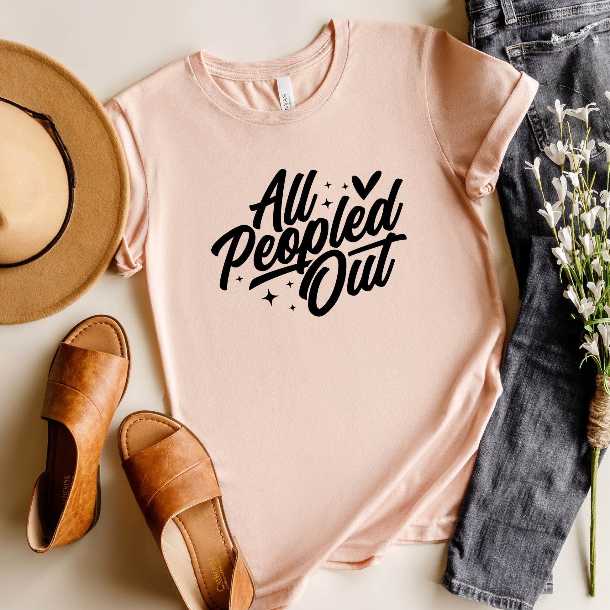 All Peopled Out Cursive - Women's Short Sleeve Graphic T-Shirt