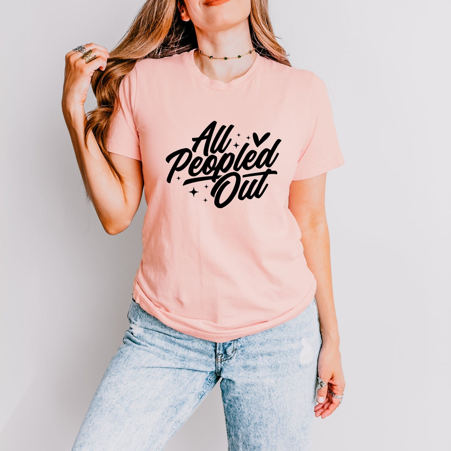 All Peopled Out Cursive - Women's Short Sleeve Graphic T-Shirt