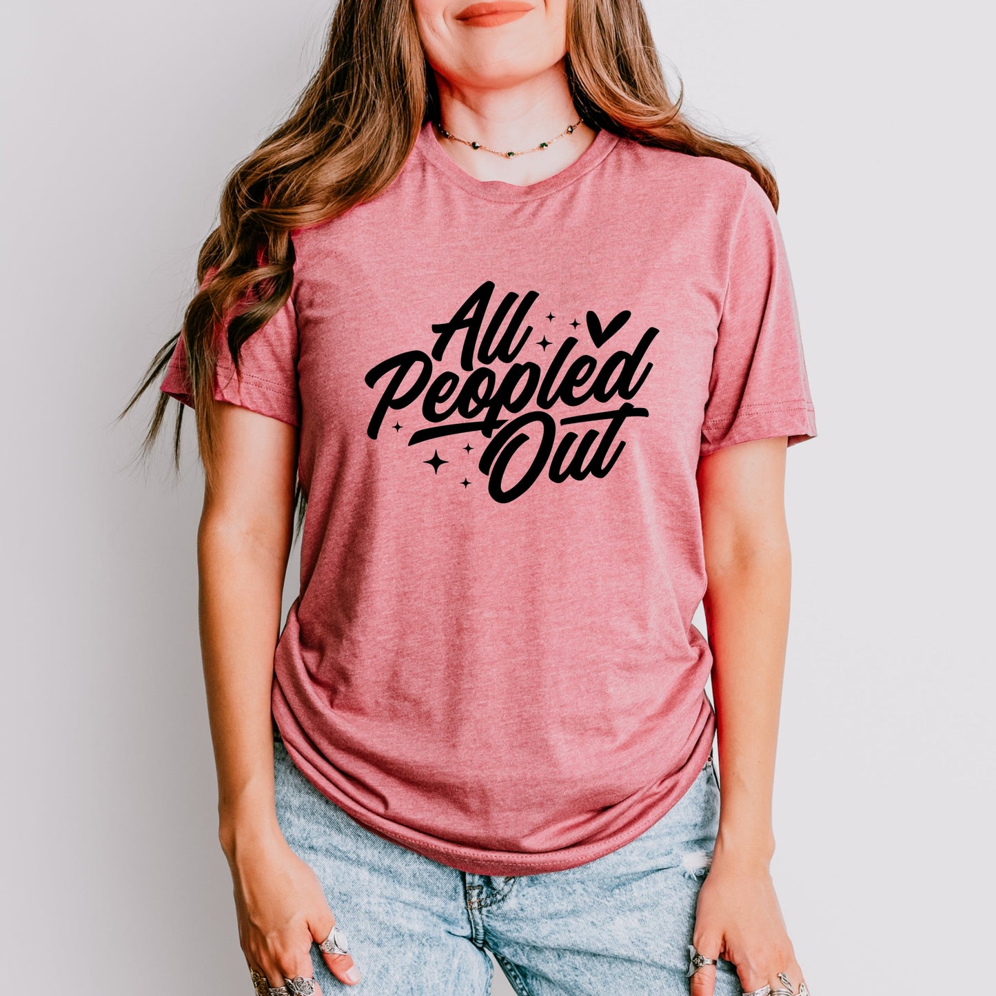 All Peopled Out Cursive - Women's Short Sleeve Graphic T-Shirt