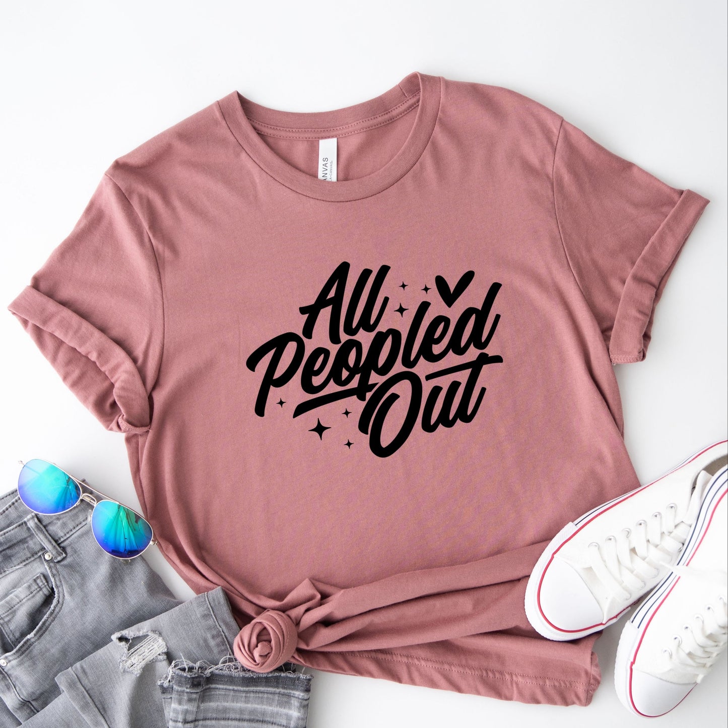 All Peopled Out Cursive - Women's Short Sleeve Graphic T-Shirt