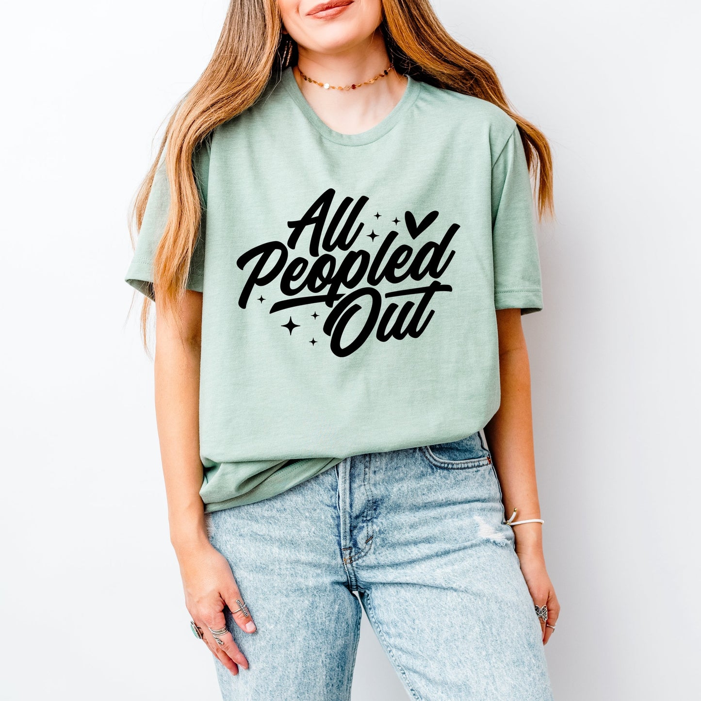 All Peopled Out Cursive - Women's Short Sleeve Graphic T-Shirt