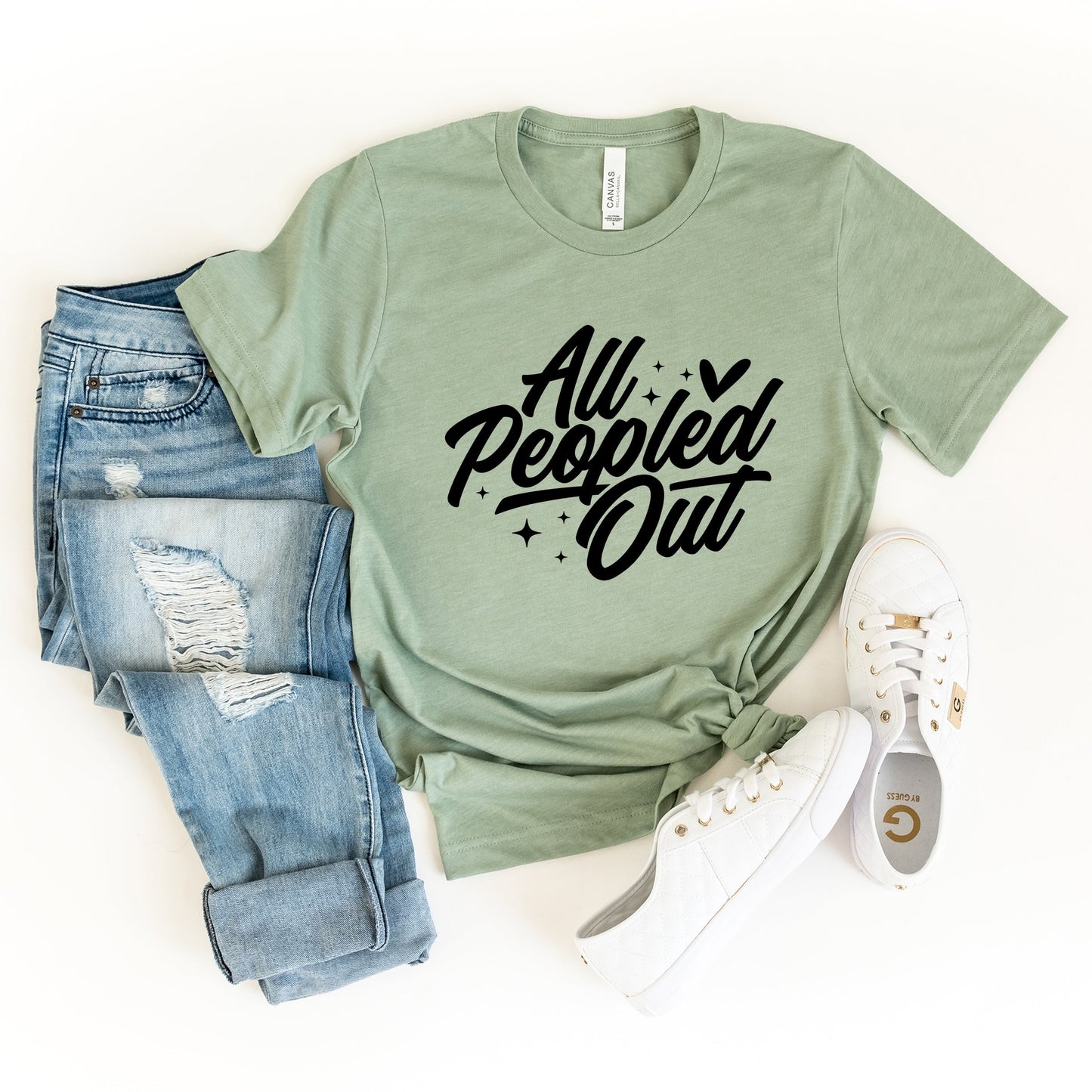 All Peopled Out Cursive - Women's Short Sleeve Graphic T-Shirt