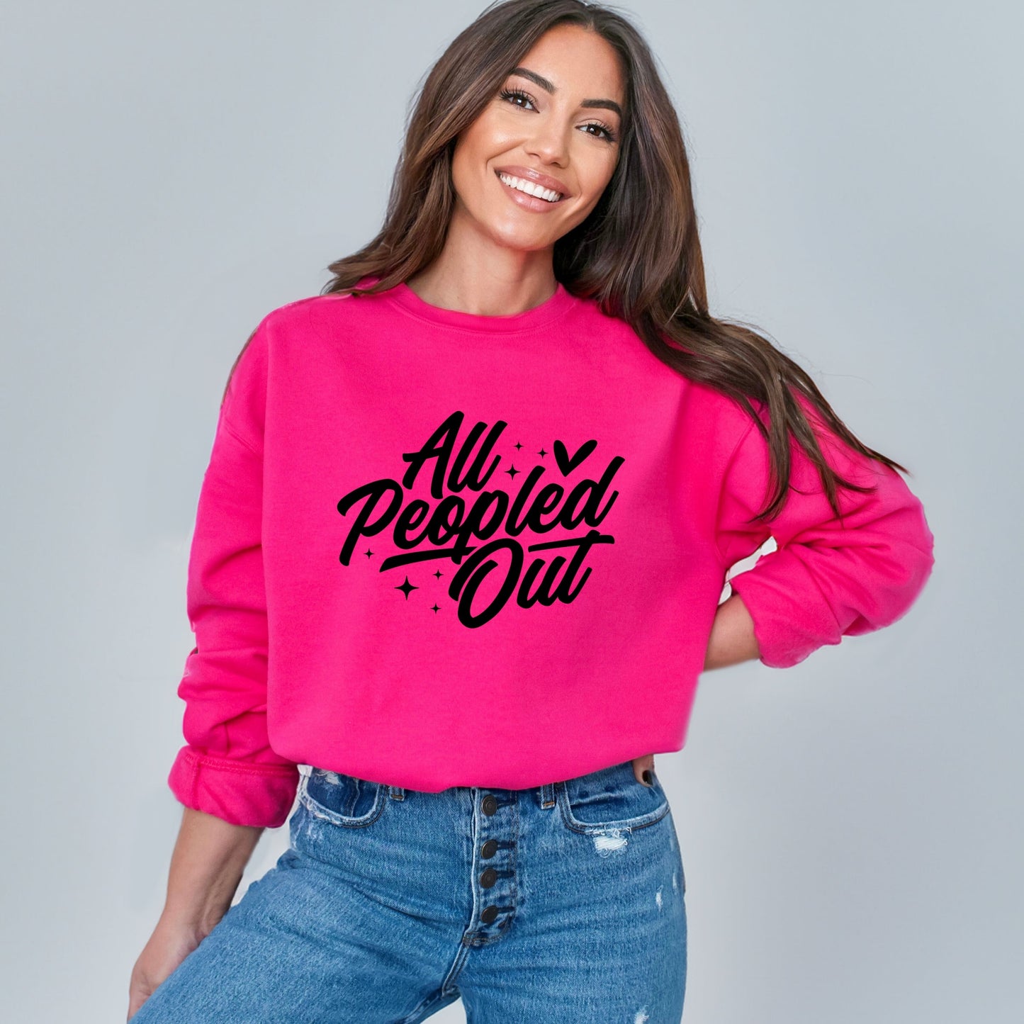 All Peopled Out Cursive - Women's Graphic Sweatshirt
