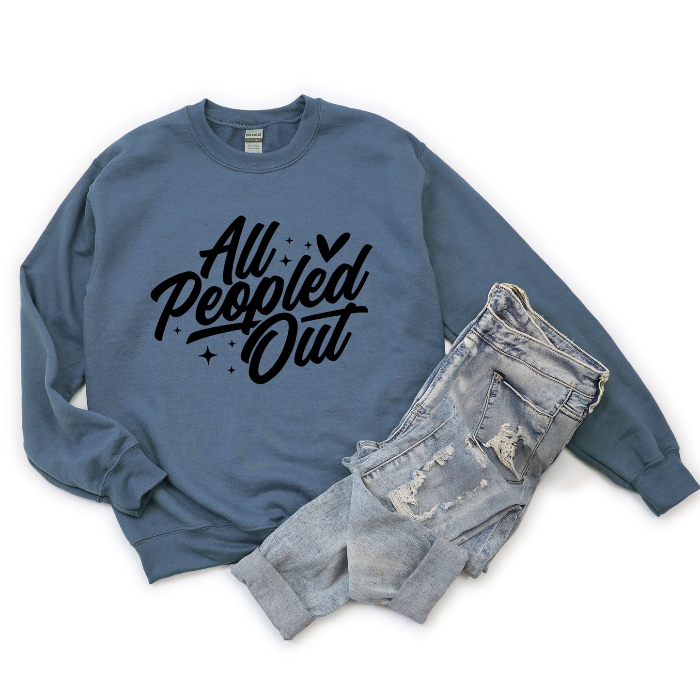 All Peopled Out Cursive - Women's Graphic Sweatshirt