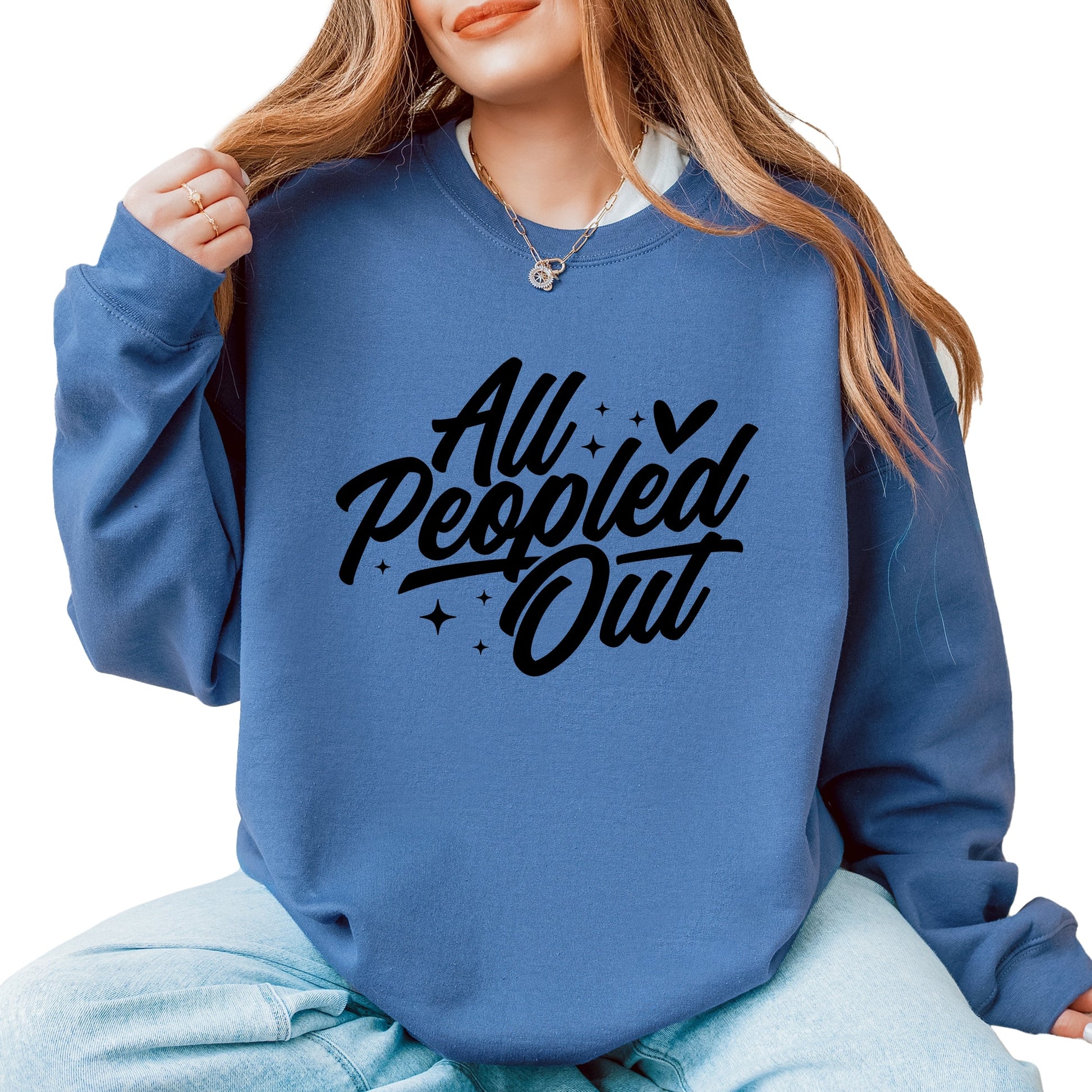 All Peopled Out Cursive - Women's Graphic Sweatshirt