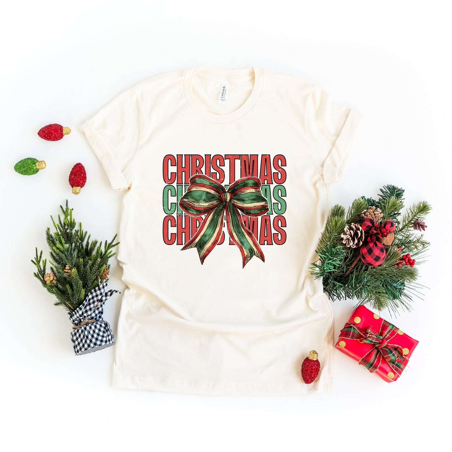 Coquette Christmas Stacked - Women's Short Sleeve Graphic T-Shirt