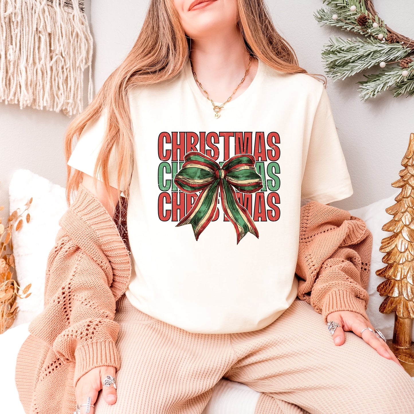 Coquette Christmas Stacked - Women's Short Sleeve Graphic T-Shirt