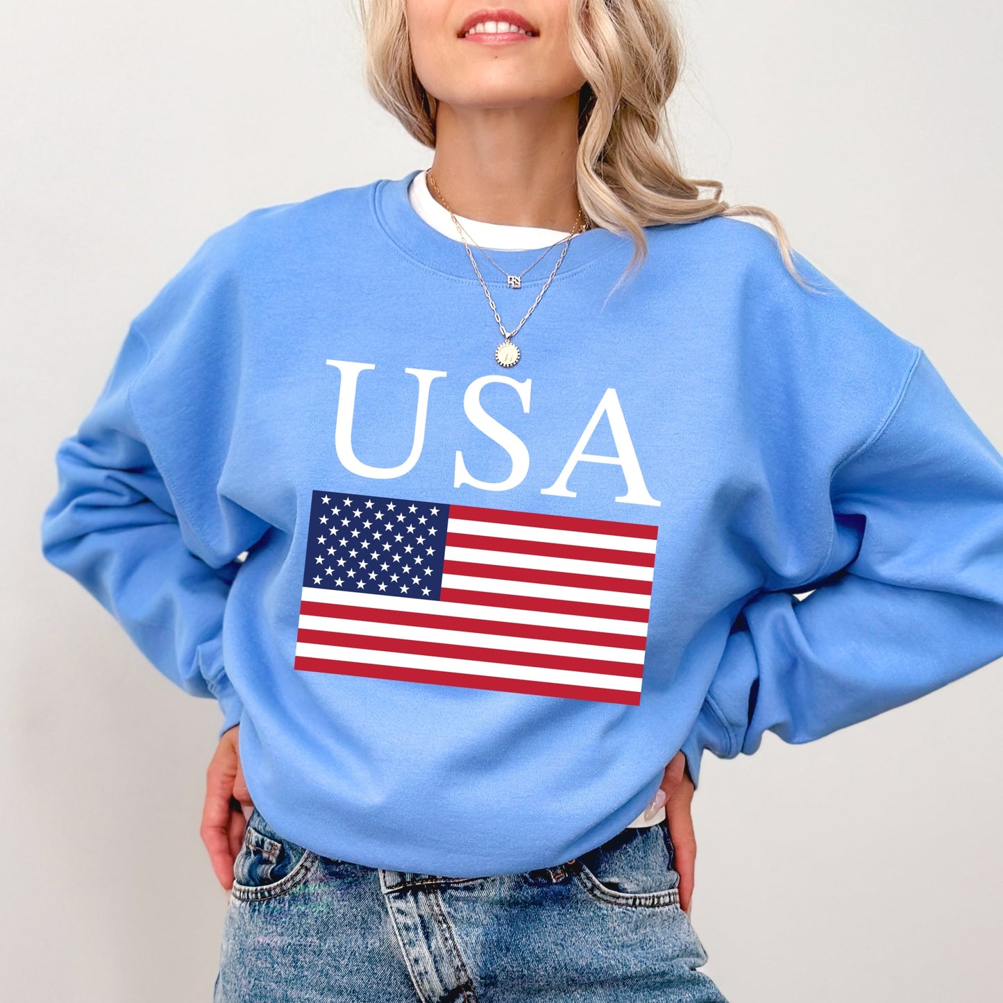 USA Flag Solid -  Women's Graphic Sweatshirt