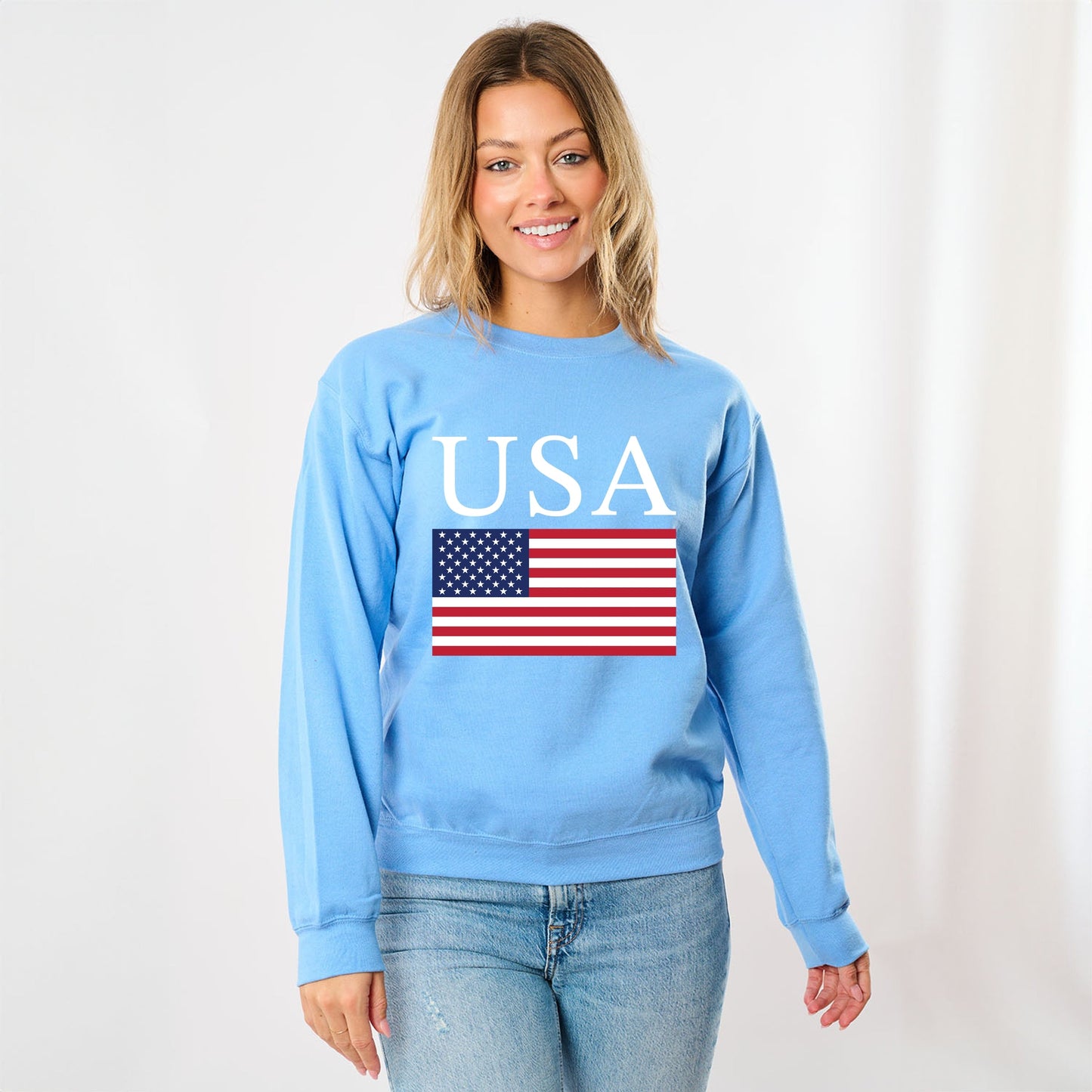 USA Flag Solid - Women's Graphic Sweatshirt