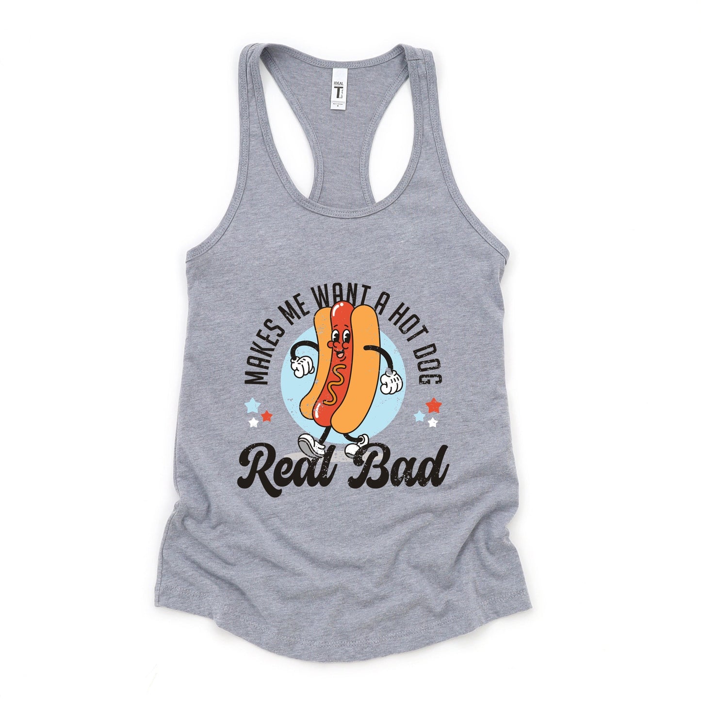 Makes Me Wants A Hot Dog Real Bad Cartoon - Women's Graphic Racerback Tank Top