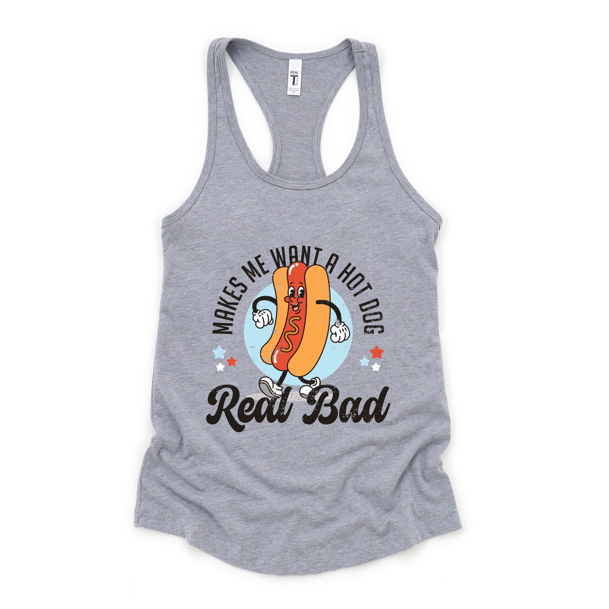 Makes Me Wants A Hot Dog Real Bad Cartoon - Women's Graphic Racerback Tank Top