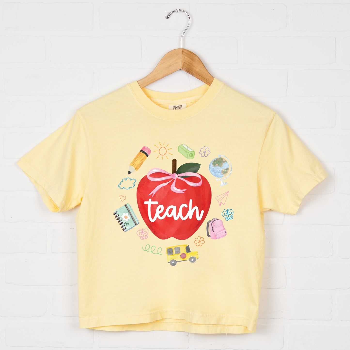 Teach Apple Watercolor - Boxy Crop Top