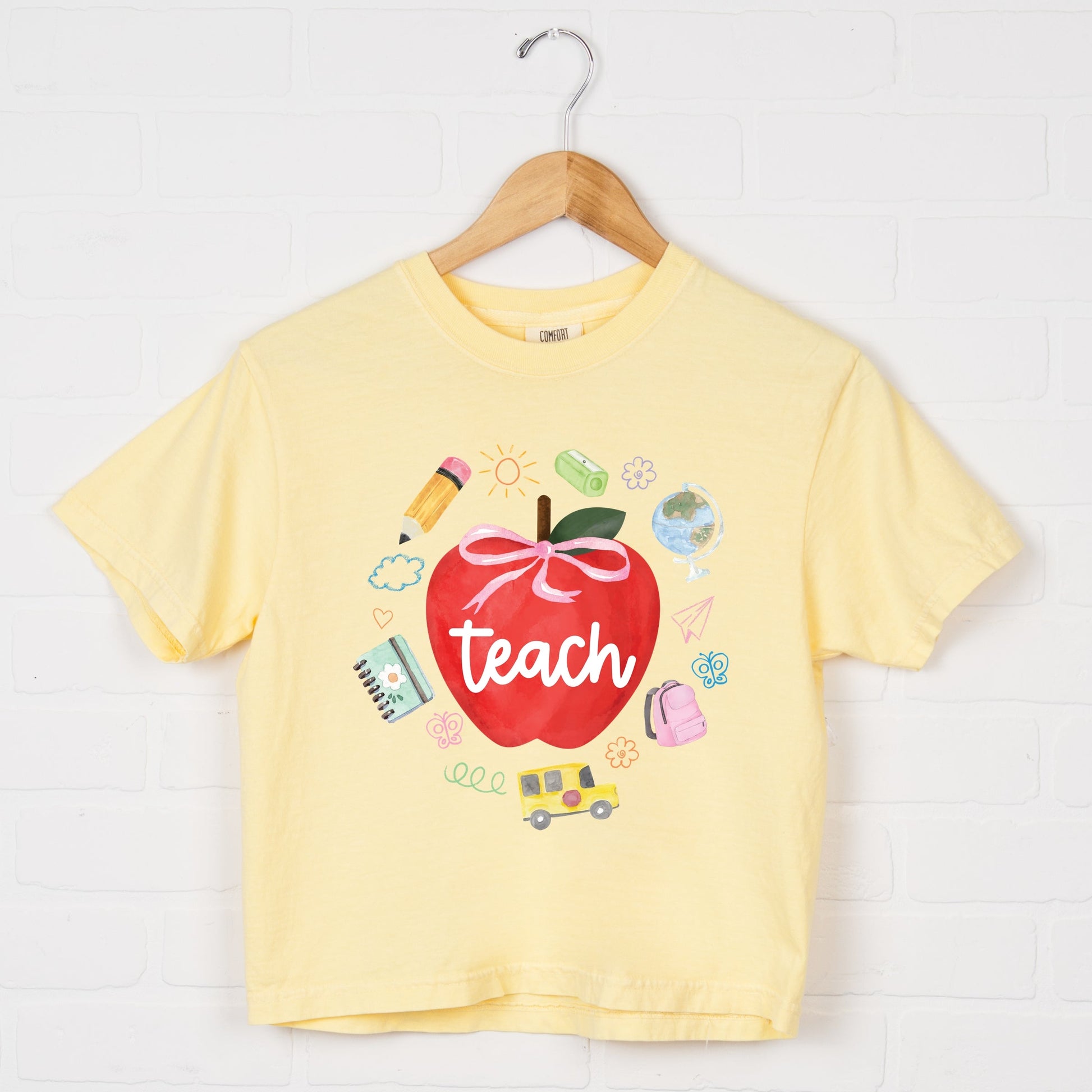 Teach Apple Watercolor - Boxy Crop Top