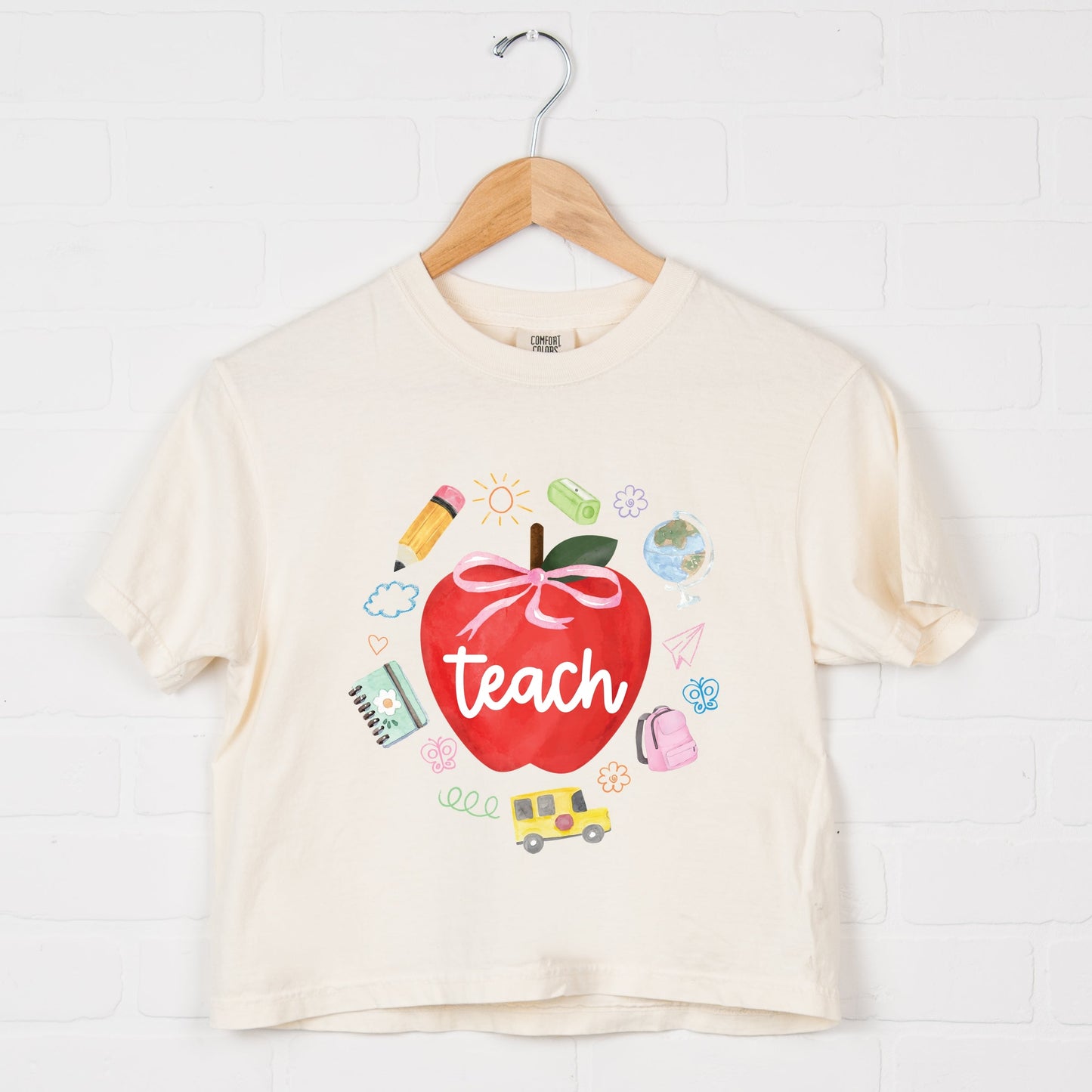 Teach Apple Watercolor - Boxy Crop Top