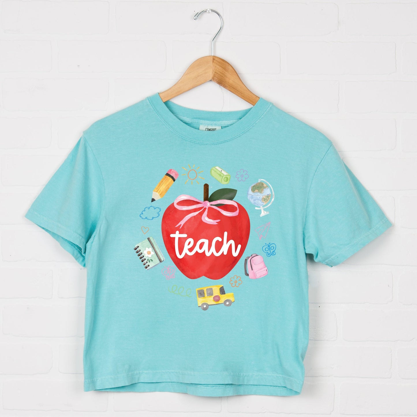 Teach Apple Watercolor - Boxy Crop Top