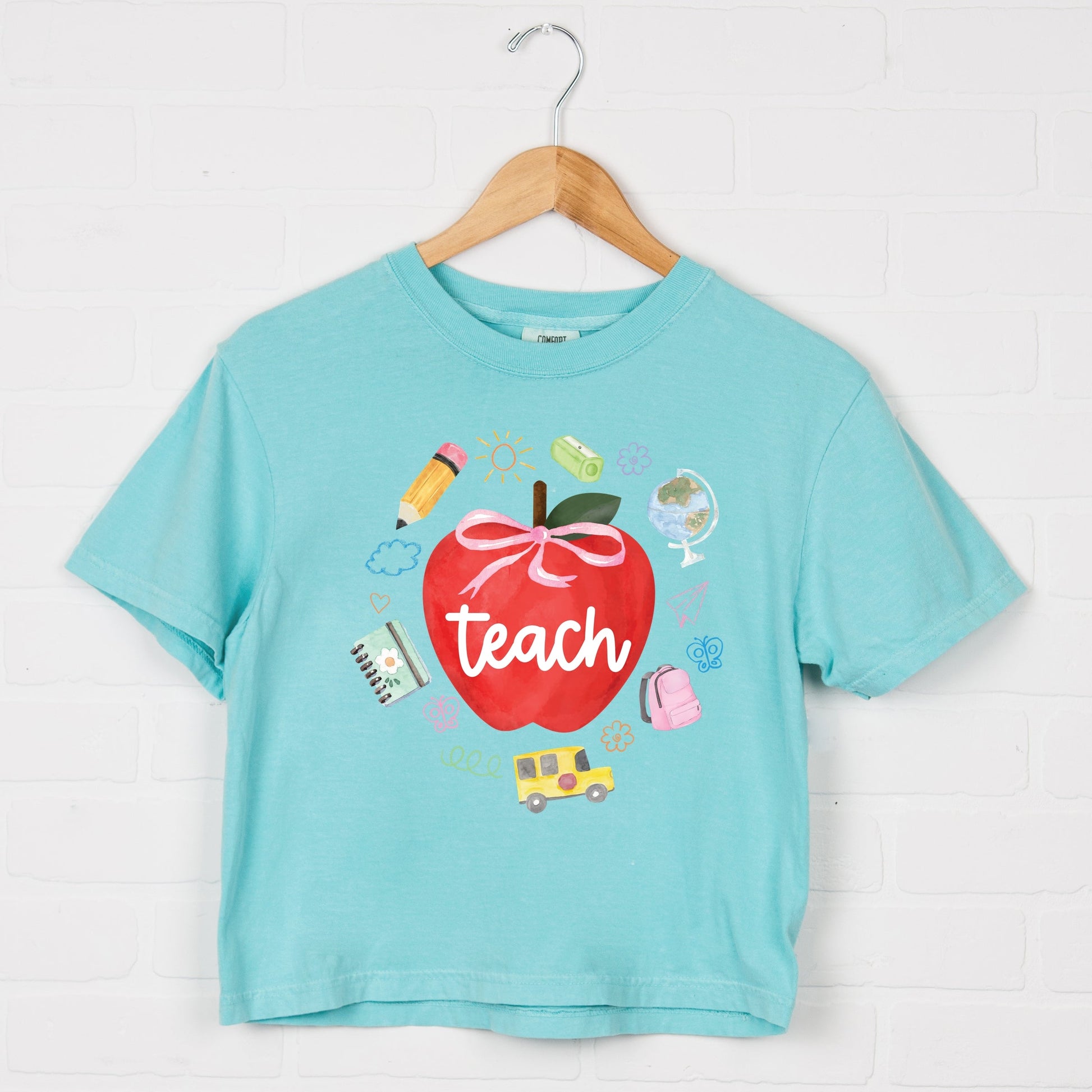 Teach Apple Watercolor - Boxy Crop Top
